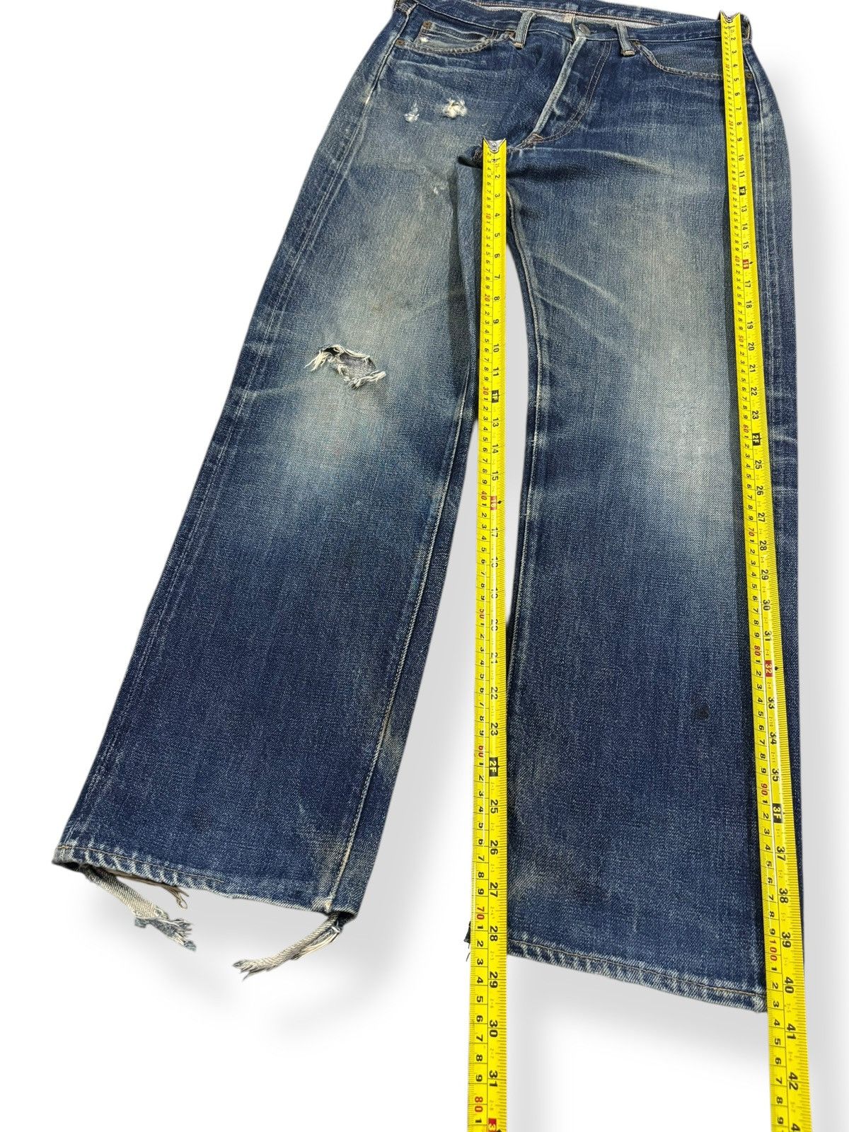 Full Count & Co. Vintage FullCount & Co 1101 Selvedge Distressed Grunge Jeans Size US 30 / EU 46 - 17 Thumbnail