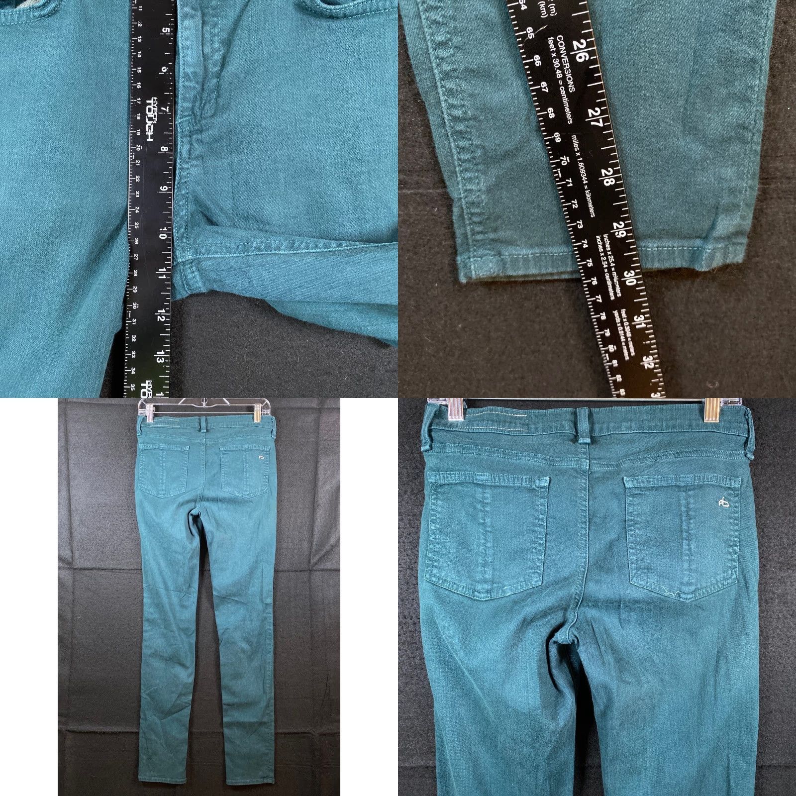 Rag & Bone Rag & Bone Womens Jeans Green Cotton Blend Mid Rise Skinny 28 Jeans Slim Stretch Check 30in Waist Womens Size 28" / US 6 / IT 42 - 8 Thumbnail