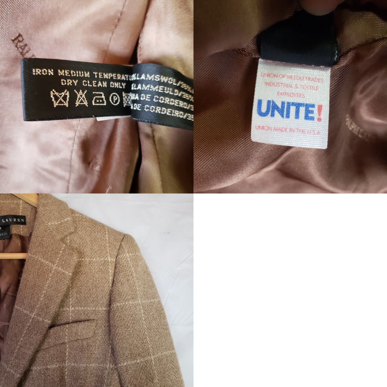 Vintage VINTAGE Ralph Lauren Black Label Blazer Womens Wool Alpaca Windowpane Size 8 NWT ~ Beige Size M / US 6-8 / IT 42-44 - 10 Thumbnail