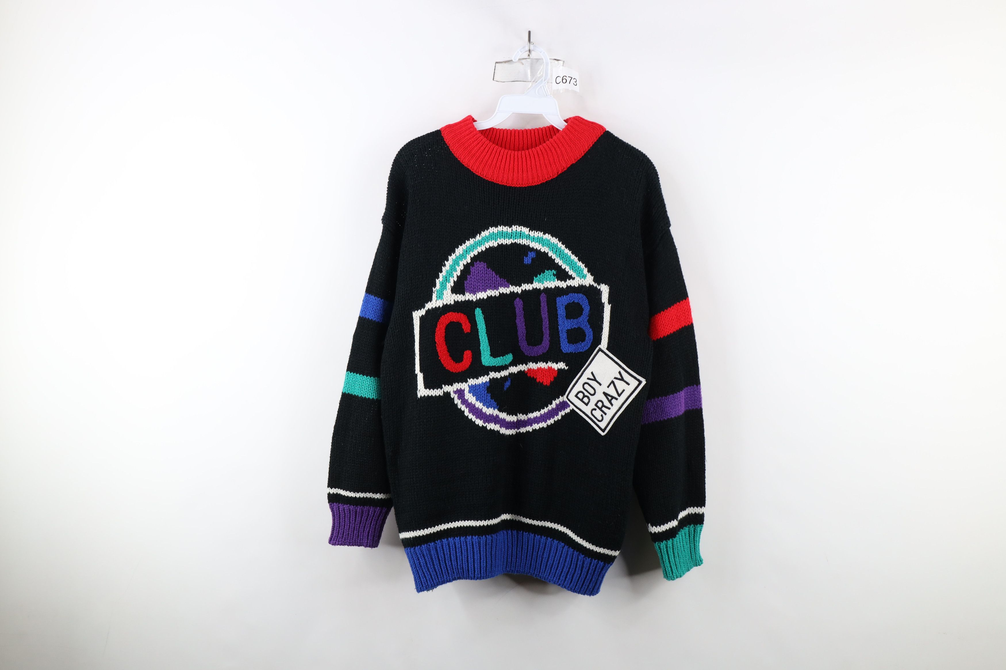 Vintage Vintage 90s Streetwear Block Boy Crazy Club Knit Sweater Size M / US 6-8 / IT 42-44 - 1 Thumbnail