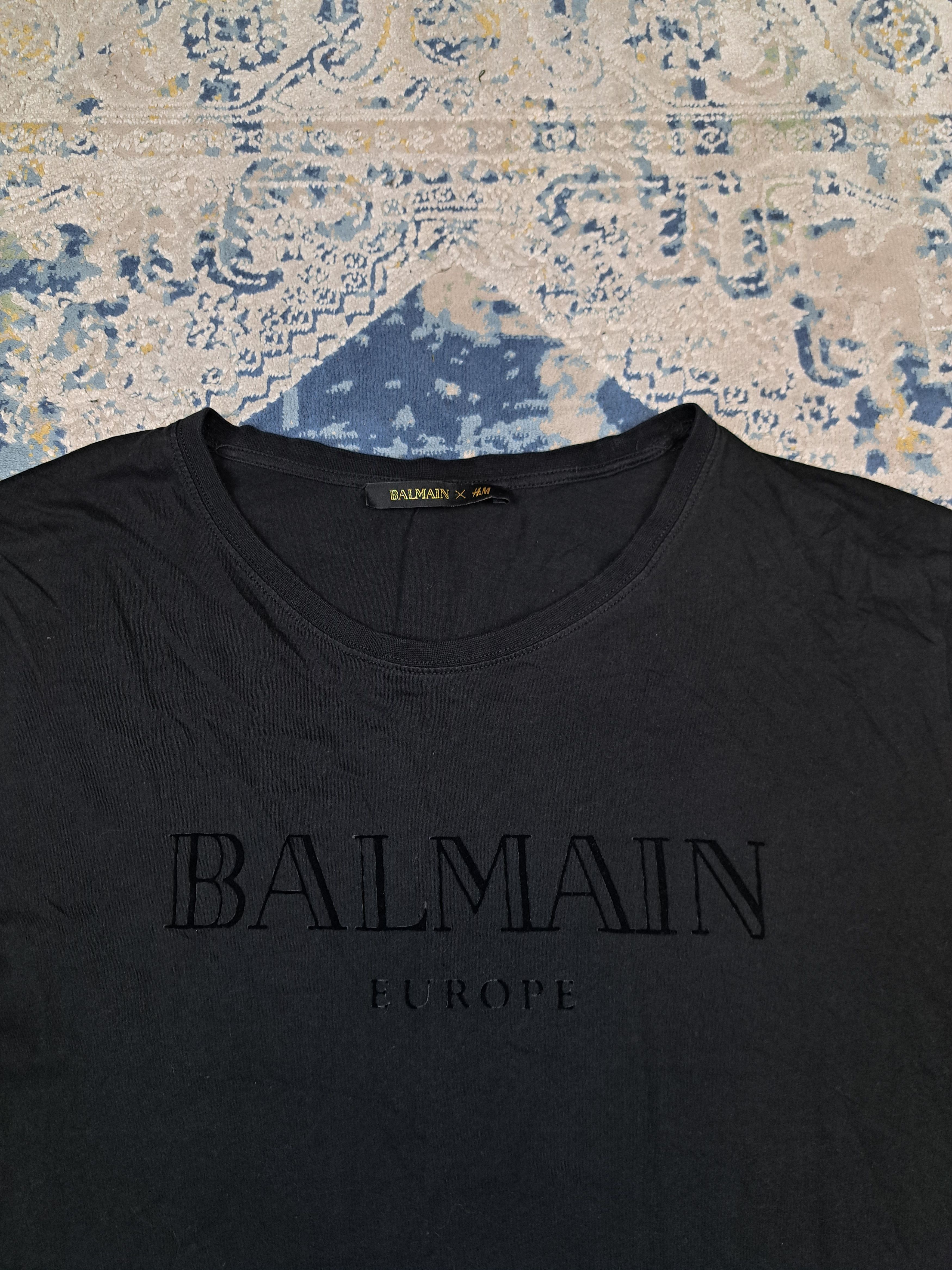 Balmain × H&M Balmain x H&M Europe Big Logo Black Tee Luxury Designer Size US L / EU 52-54 / 3 - 2 Thumbnail