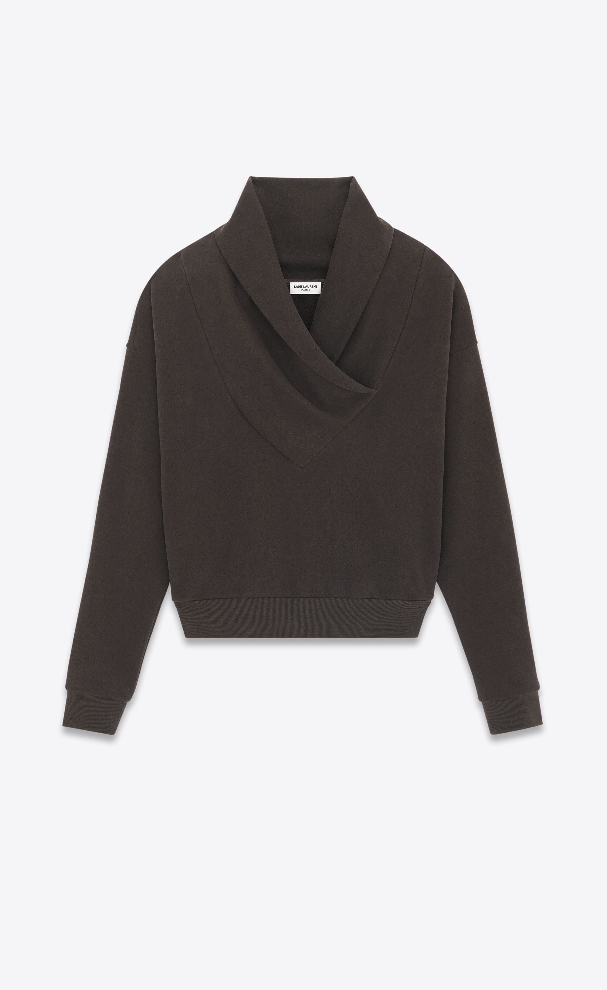 Saint Laurent Paris o1bcso1str1124 Shawl Neck Sweatshirt in Black Size US L / EU 52-54 / 3 - 1 Thumbnail