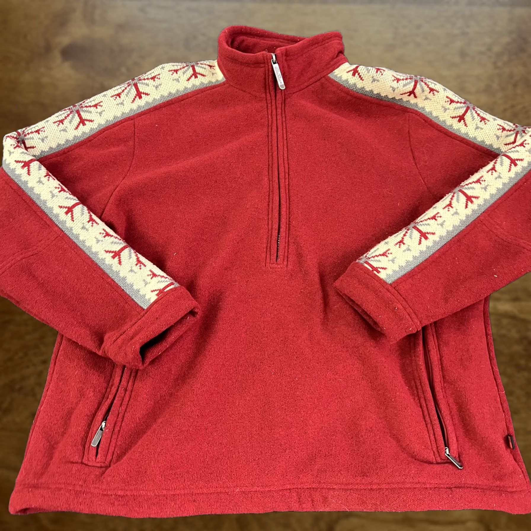 Vintage Woolrich Woolrich Fleece Sweater Womens XL Red Quarter Zip Snowflake Pullover Winter Size XL / US 12-14 / IT 48-50 - 1 Thumbnail
