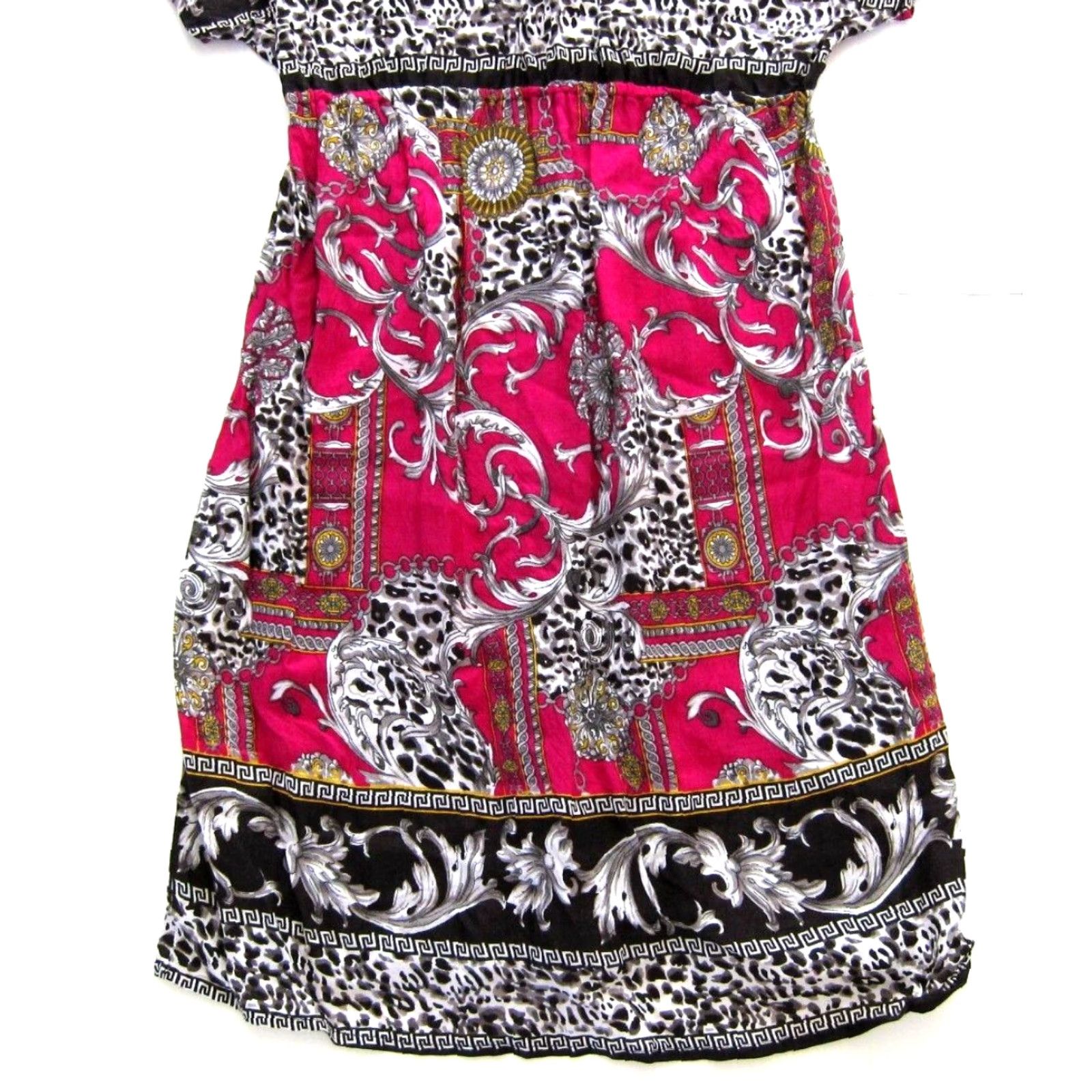 Pinko She's Cool Pink Black Yellow Paisley Floral Short Sleeve Tunic Dress M Size 32" / US 10 / IT 46 - 6 Thumbnail
