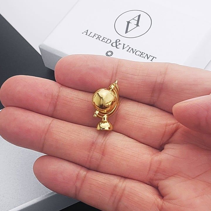 Other Globe w/ Stand Pendant 14k Yellow Gold Travel Charm Jewelry Size ONE SIZE - 4 Thumbnail