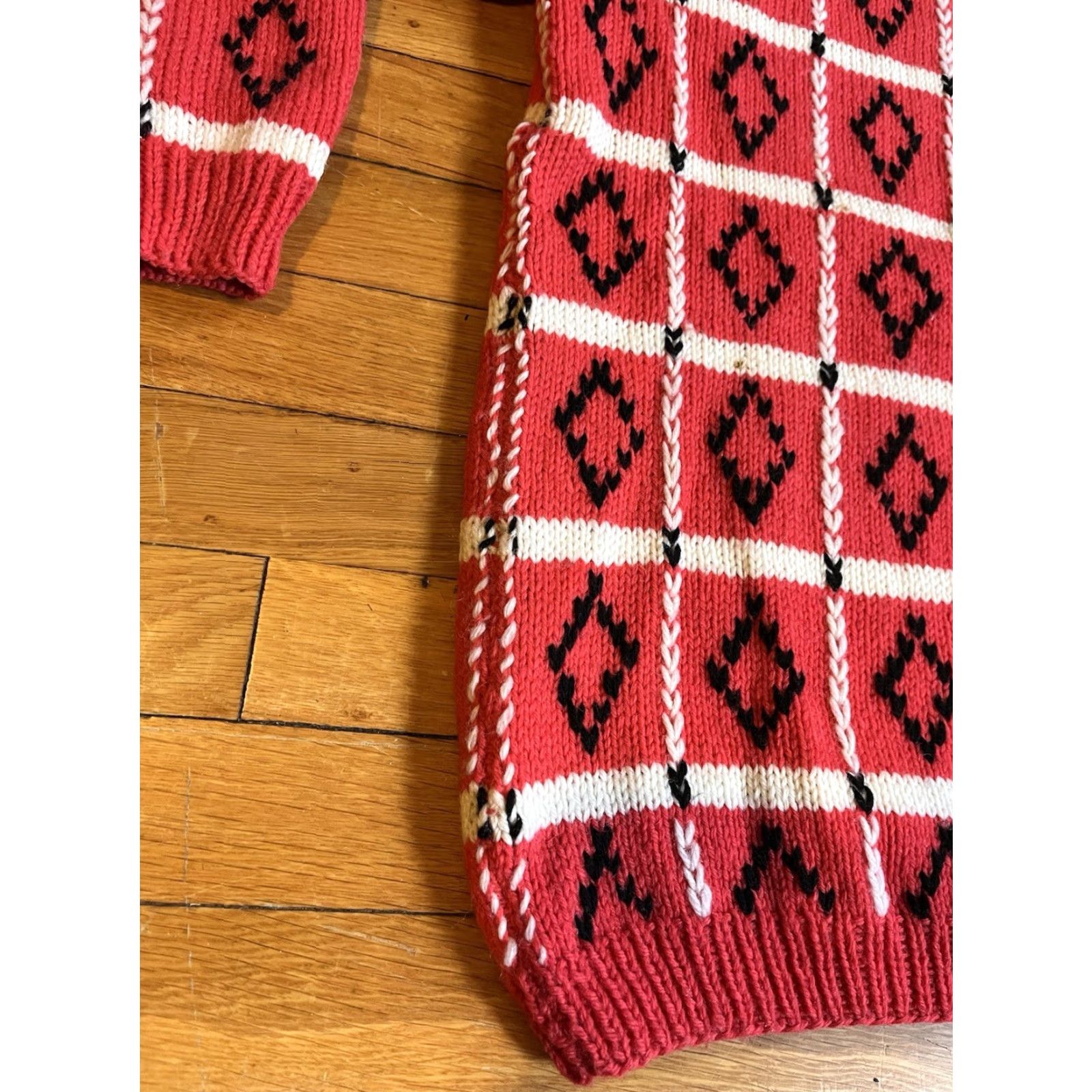 Pinko VINTAGE Bespoke Hand Knit Diamond Sweater Women’s S Pink 80s Size S / US 4 / IT 40 - 4 Thumbnail