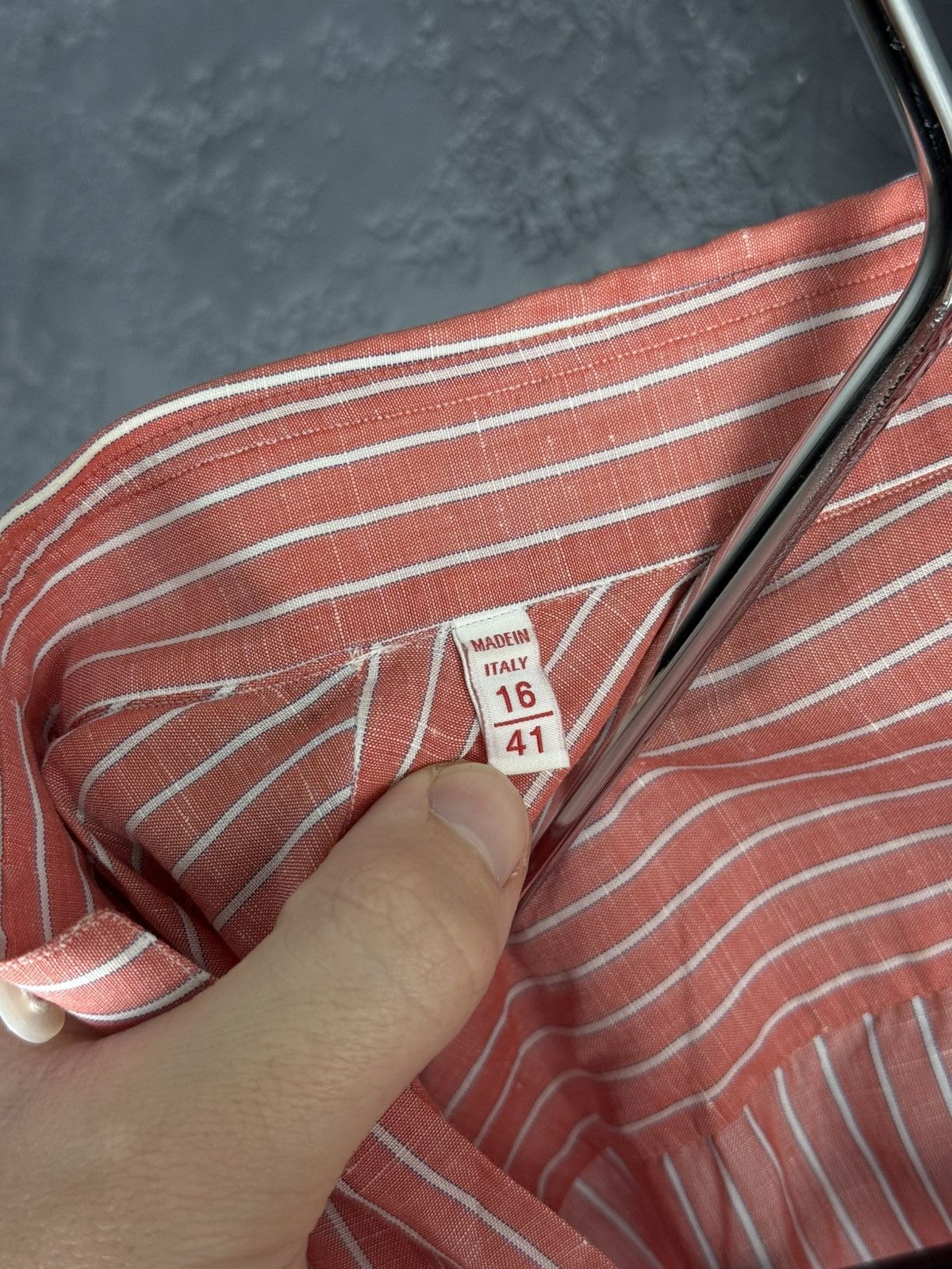 Isaia Mens Isaia Multi Striped Coton / Linen Shirt Multi Size US M / EU 48-50 / 2 - 11 Thumbnail