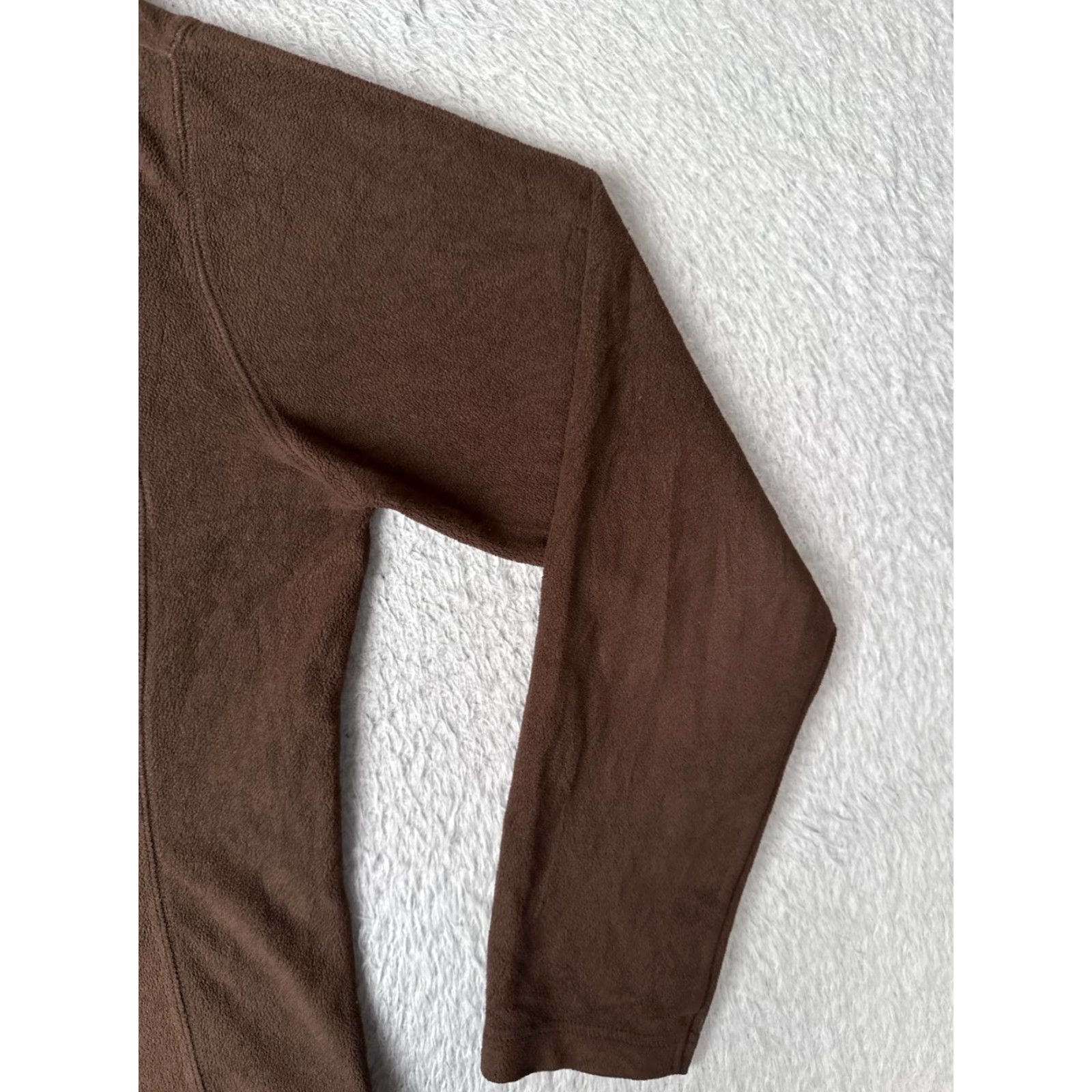 Vintage Columbia Fleece Sweater Women Large Brown 1/4 Zip Pullover Print Hike Walk Camp Size L / US 10 / IT 46 - 2 Thumbnail