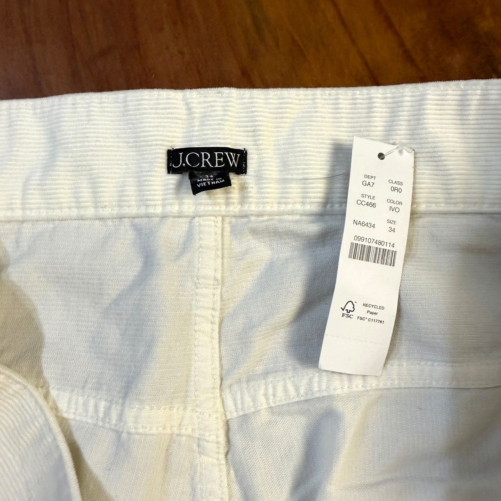 J.Crew J Crew Women's Pants 34 Loose Corduroy Cotton Casual Straight White 14 Size 36" / US 14 / IT 50 - 4 Thumbnail