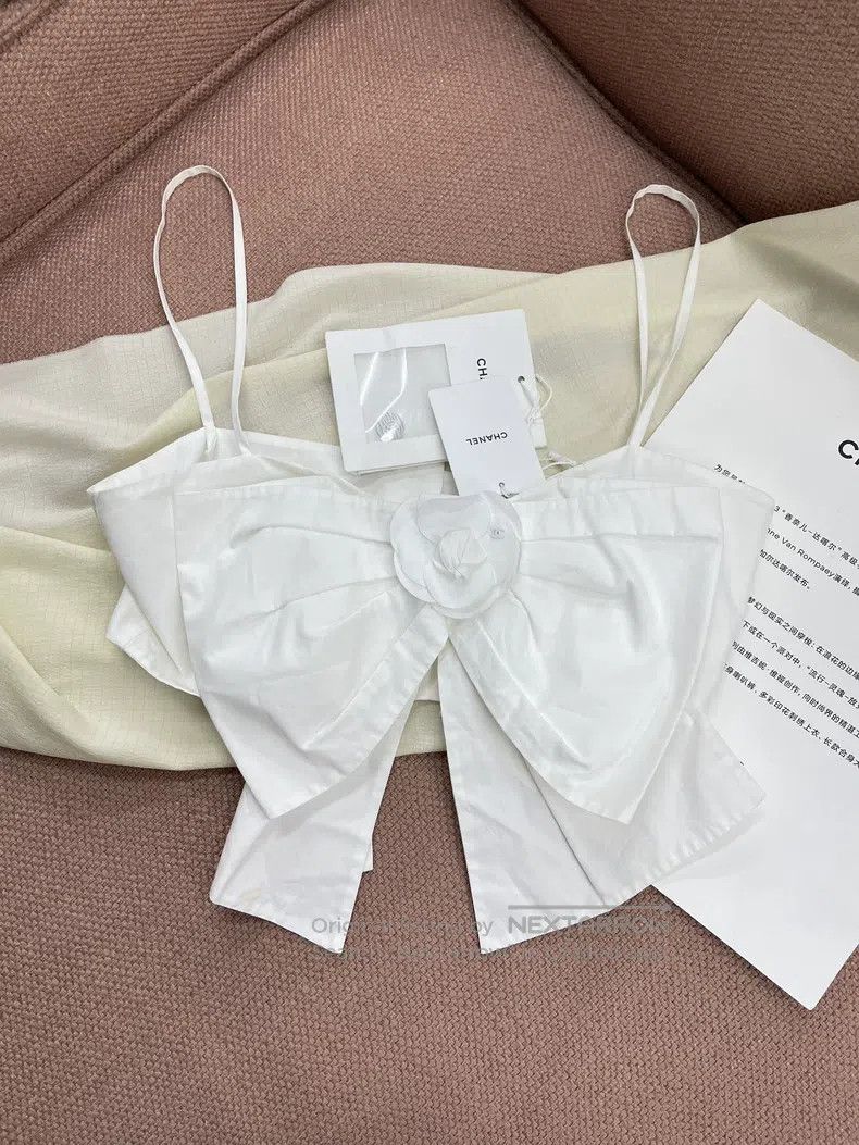 Chanel White camelia suspender top