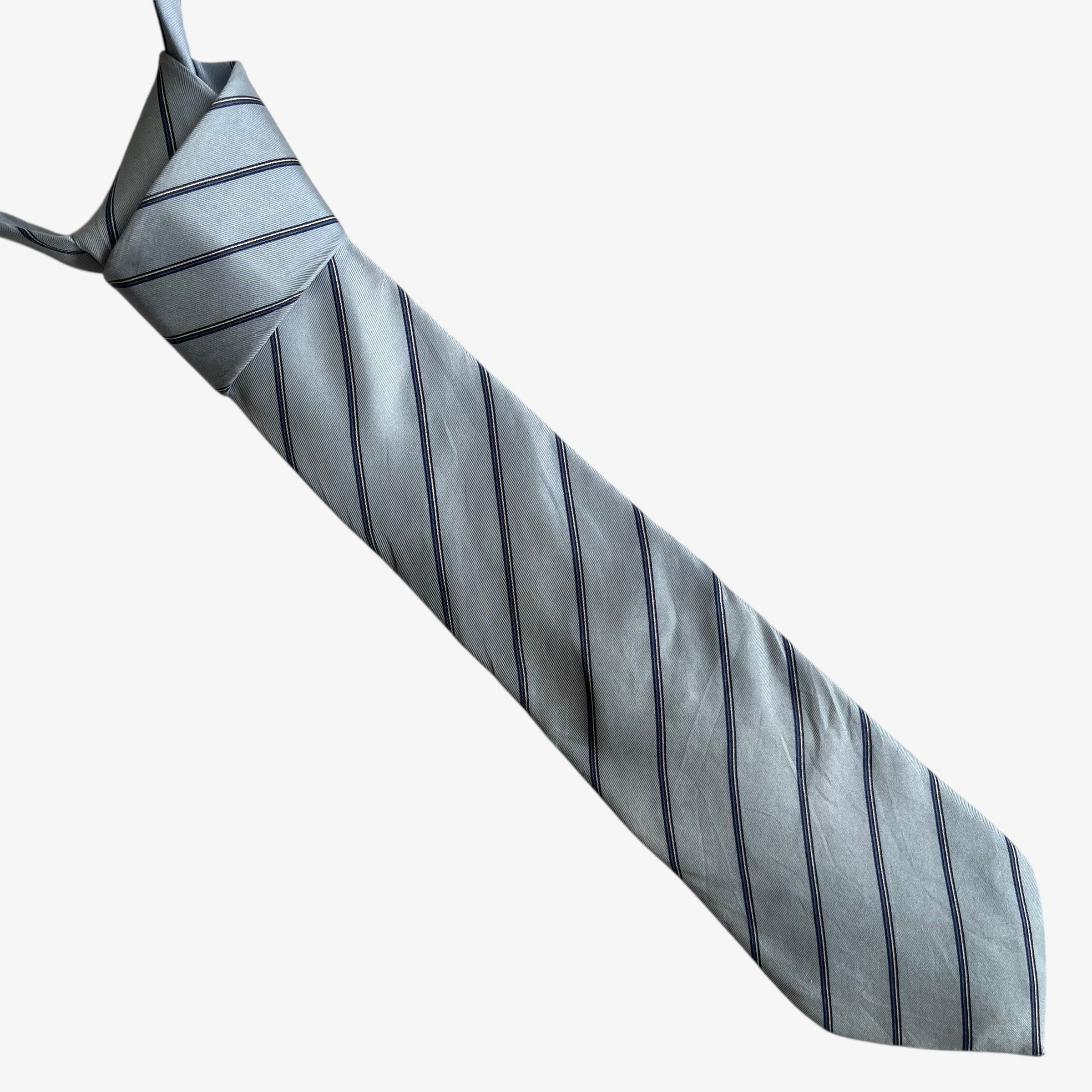 Dior Vintage 80s Christian Dior Grey Striped Silk Tie Size ONE SIZE - 1 Thumbnail