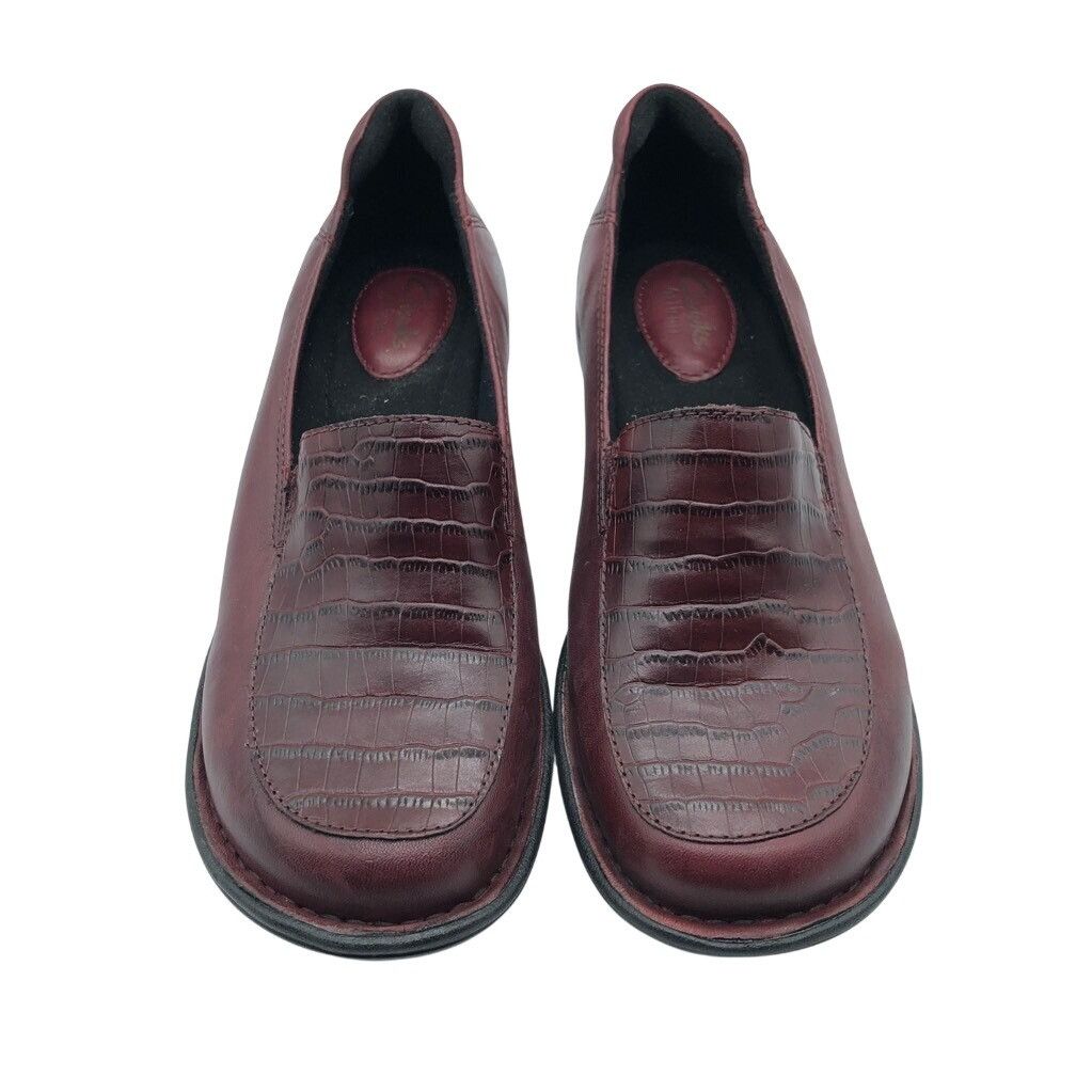Clarks Clarks Artisan Womens Loafer Shoes Red Leather Slip On Croco Size US 7 / IT 37 - 3 Thumbnail