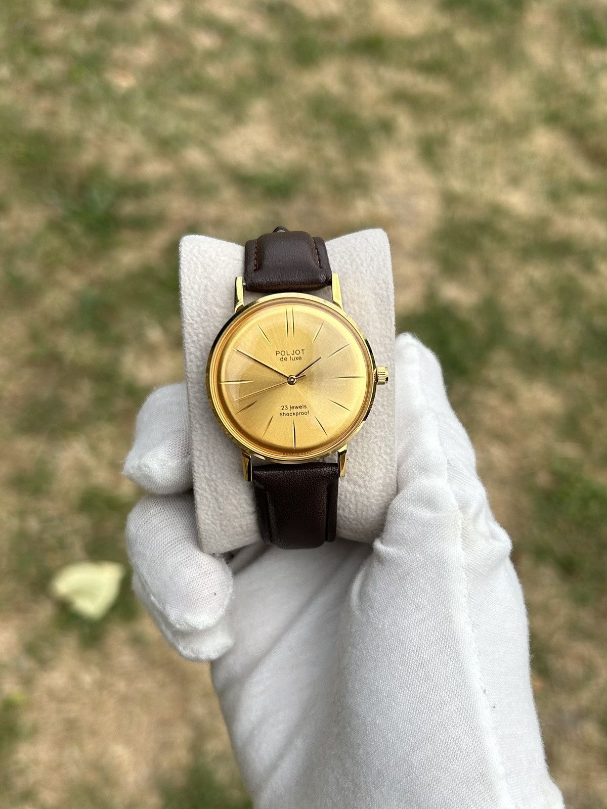 Vintage Vintage Watch Poljot De Luxe Gold USSR Mechanical 1980s Size ONE SIZE - 10 Thumbnail