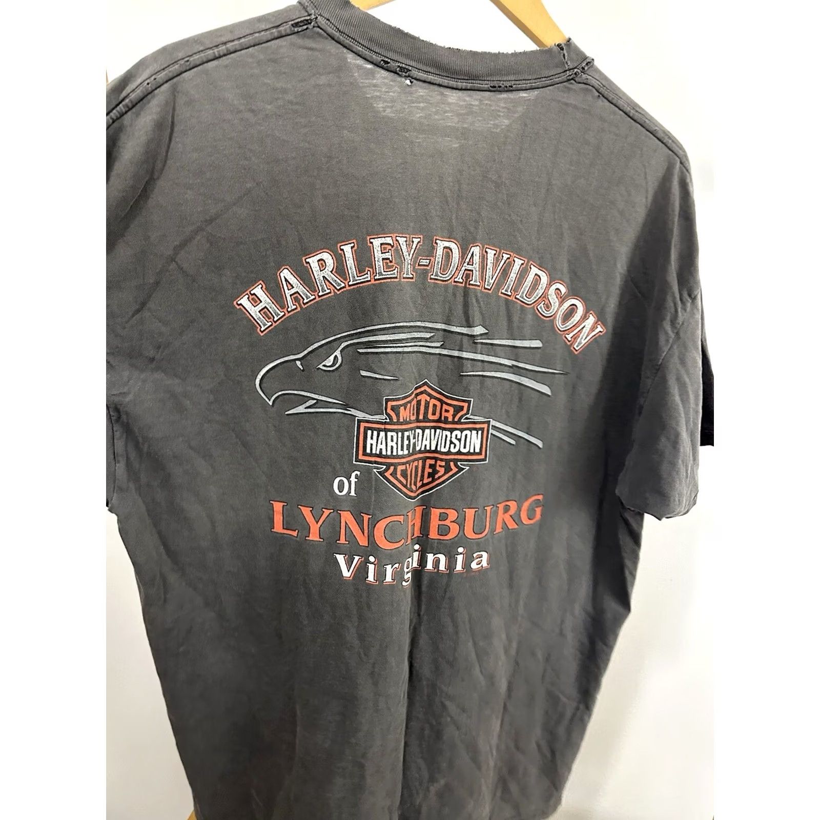 Harley Davidson VTG Harley-Davidson T-Shirt XL Black Distressed Flame Fire Wolf Bike Grunge Ride Men Mens Size US XL / EU 56 / 4 - 4 Thumbnail