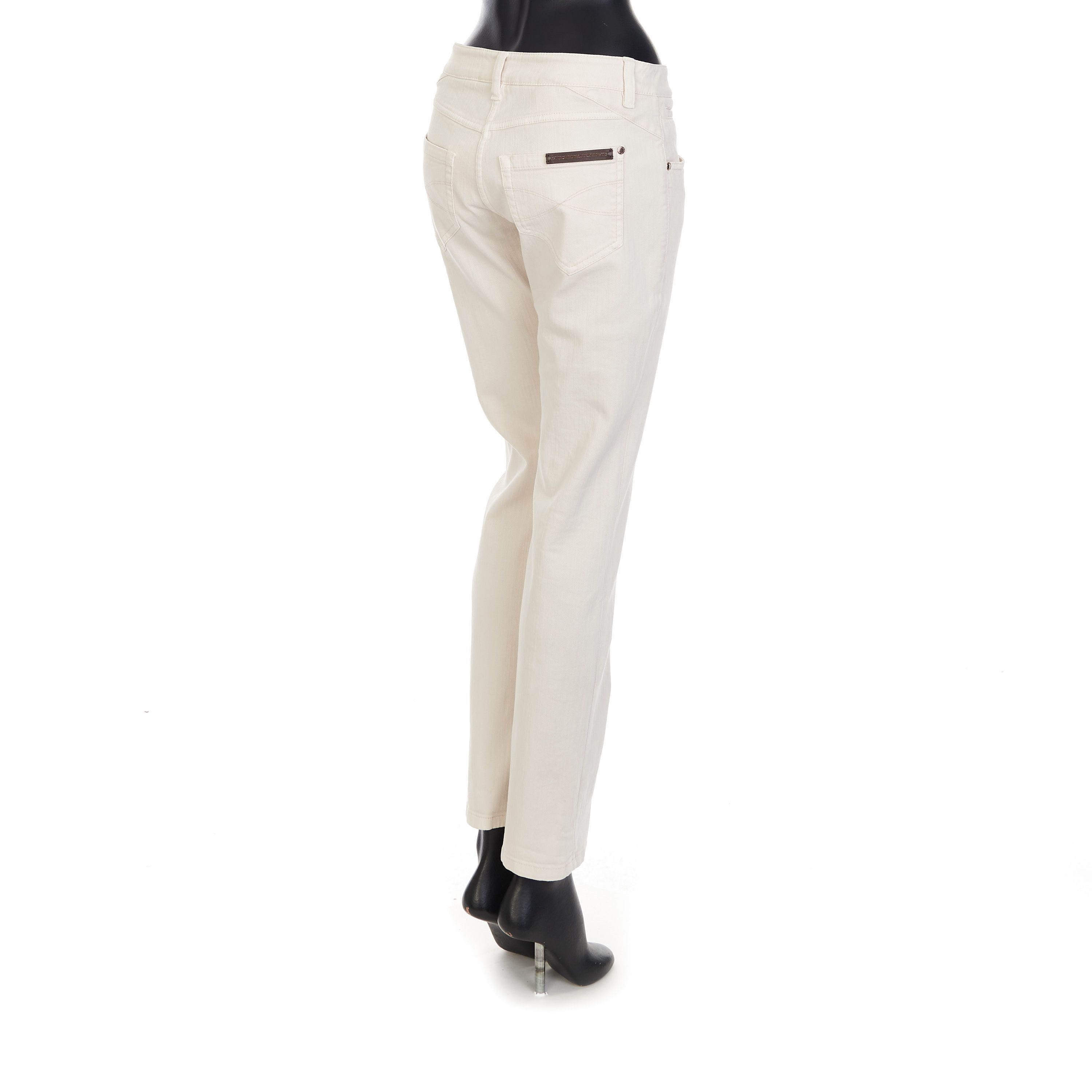 Brunello Cucinelli White Stretch Dyed Denim Five-Pocket Trousers Size 32" / US 10 / IT 46 - 5 Thumbnail