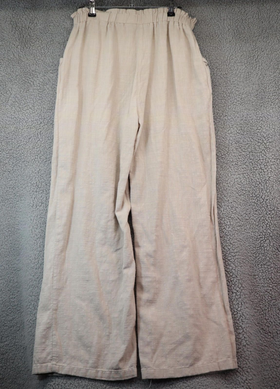 Other Rachel Paige Womens Wide Leg Pants Large Beige Twill Boho Size 36" / US 14 / IT 50 - 4 Thumbnail