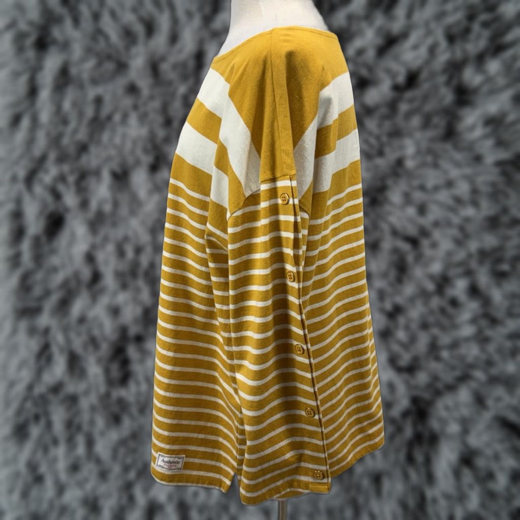 Talbots Talbots Striped Casual Shirt Women’s 3X Plus Mustard Boat Neck Cotton Pullover Button Size XXL / US 16-18 / IT 52-54 - 1 Thumbnail