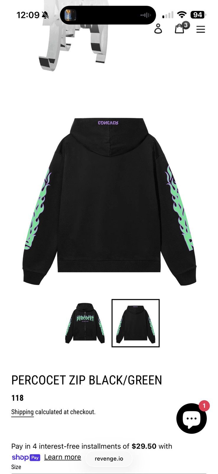 Revenge Revenge Percocet Zip Black Green Size US XL / EU 56 / 4 - 3 Thumbnail