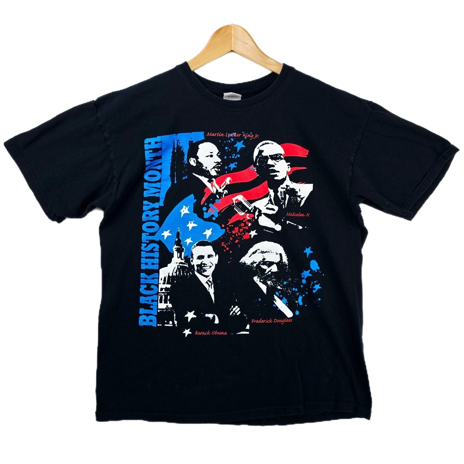 Gildan Black History Month Shirt L MLK Malcom X Obama Douglas Vtg Size US L / EU 52-54 / 3 - 1 Thumbnail