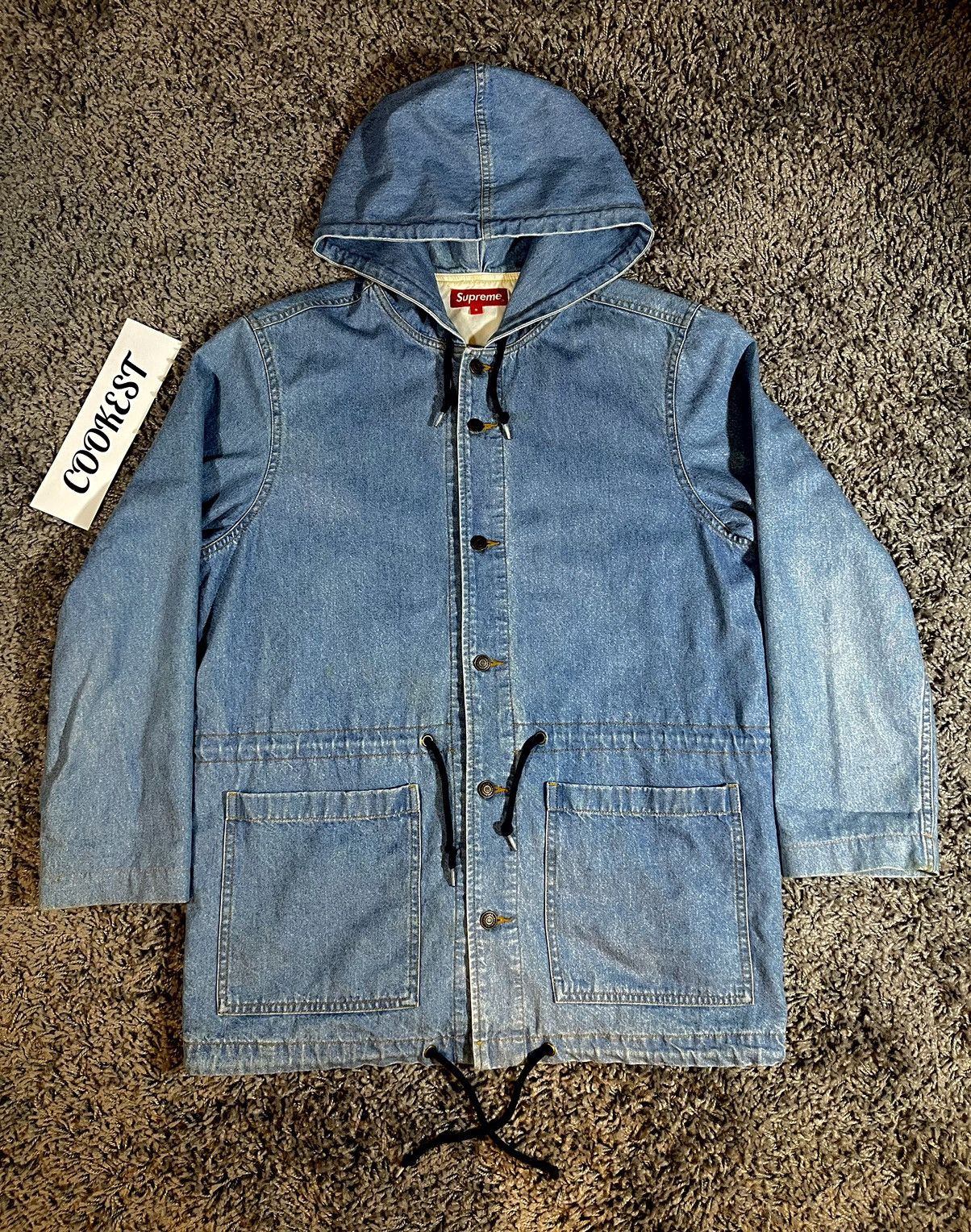 Supreme 2014SS Supreme Hooded Denim Jean Parka Jacket Blue Vintage 