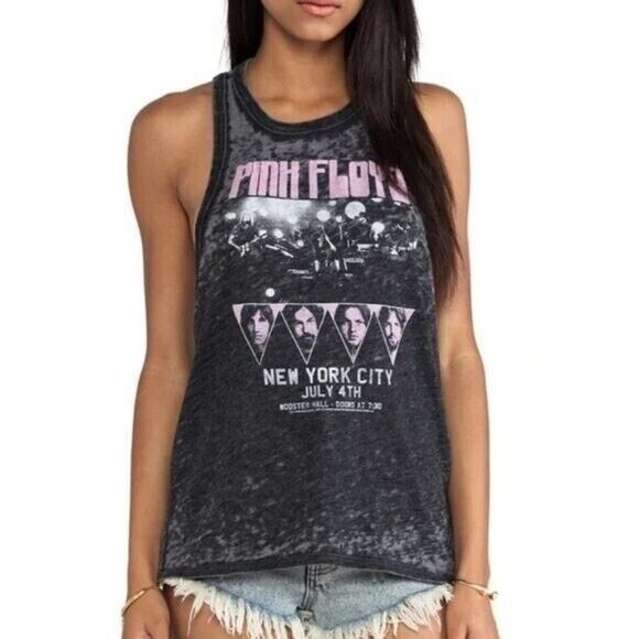 Chaser Brand NEW Chaser Black Burnout Pink Floyd Racer back Tank Top Grap Size S / US 4 / IT 40 - 1 Thumbnail