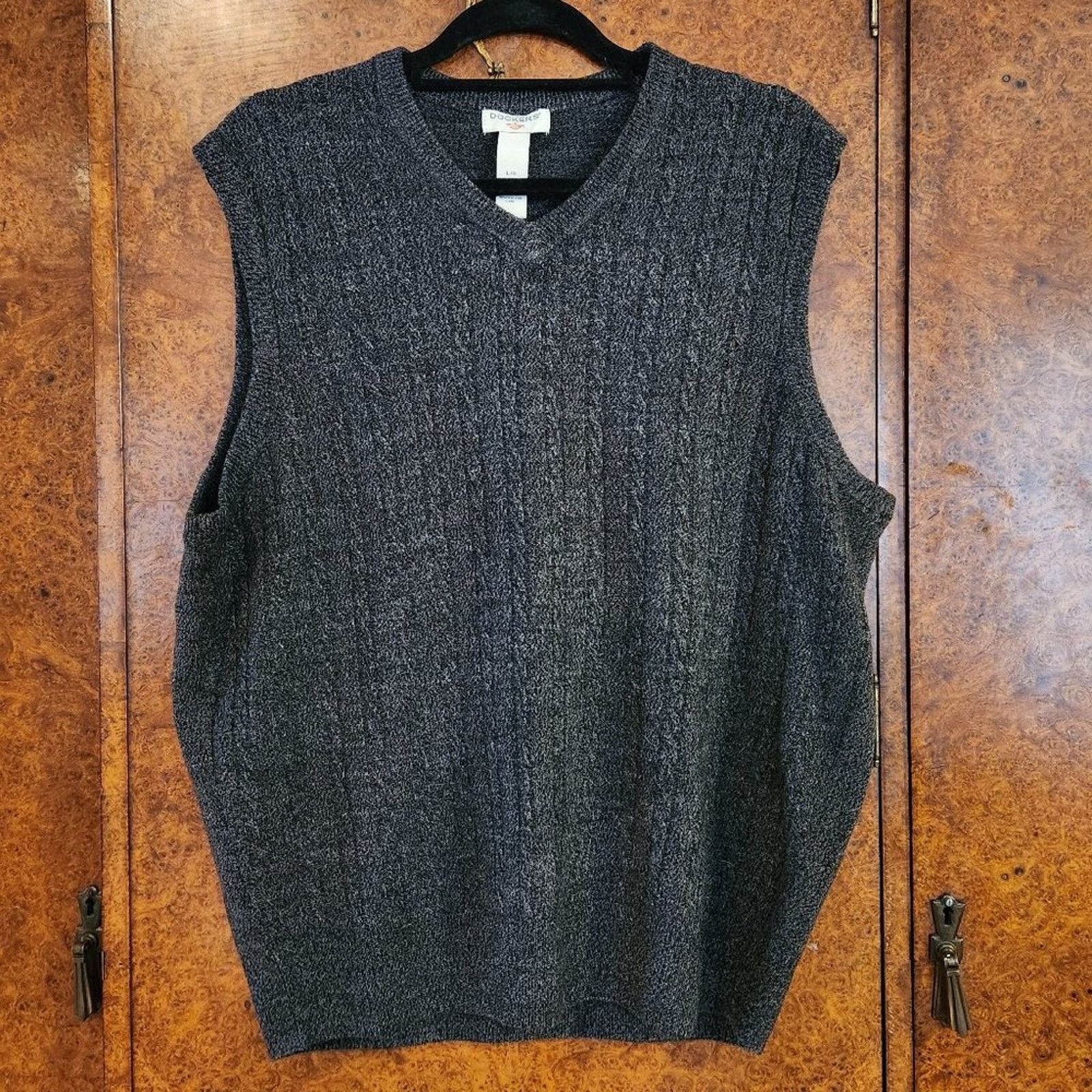 Dockers Marled Grey V-Neck Cable Knit Sweater Vest from Dockers Size US L / EU 52-54 / 3 - 1 Thumbnail