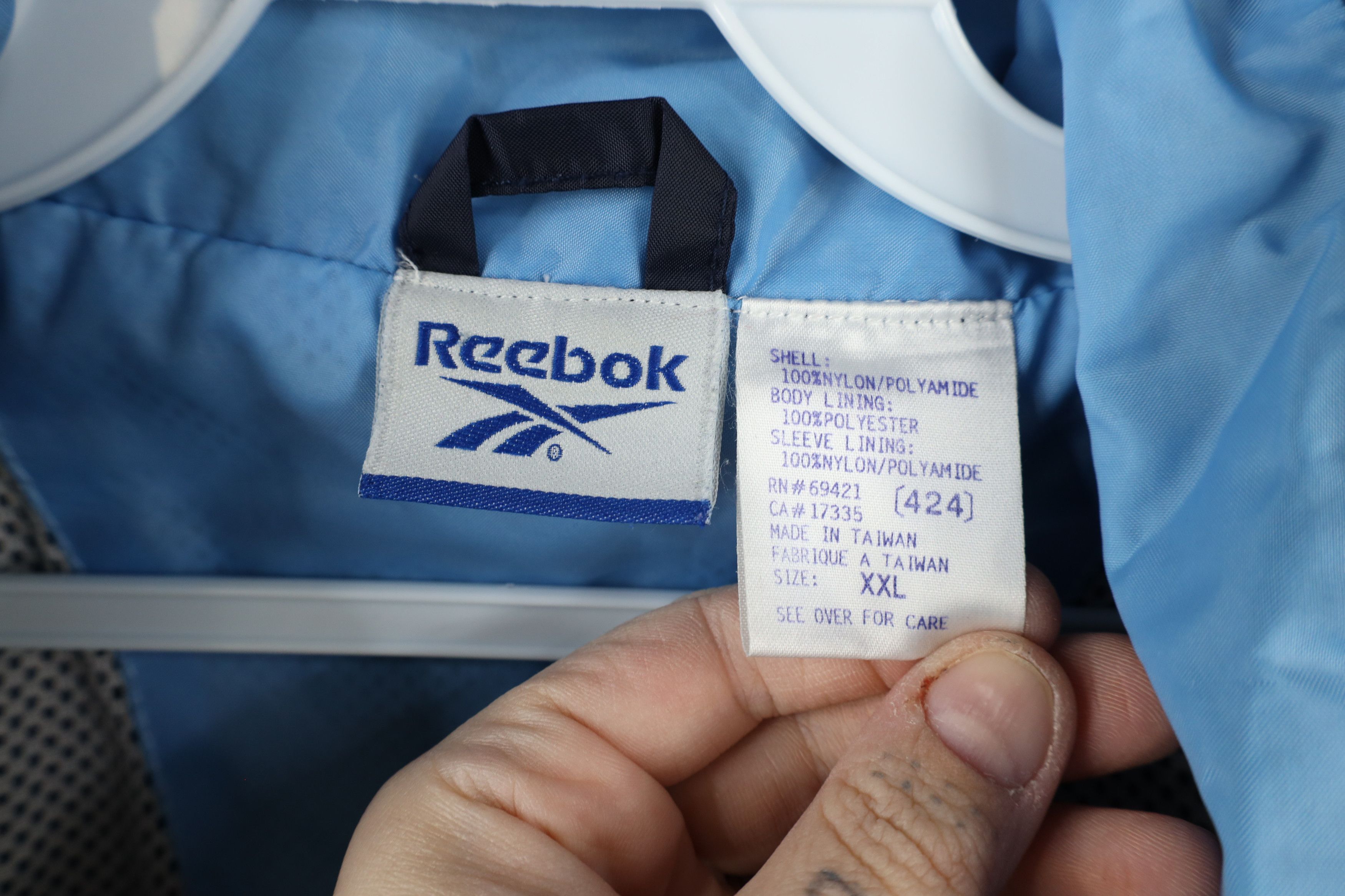 Reebok × Vintage Vintage 90s Reebok Hooded Full Zip Windbreaker Jacket Blue Size US XXL / EU 58 / 5 - 6 Thumbnail