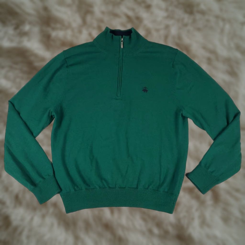 Brooks Brothers Brooks Brothers Sweater Mens XL Small Green Wool Knit 1/4 Zip Sweatshirt Size US S / EU 44-46 / 1 - 1 Thumbnail