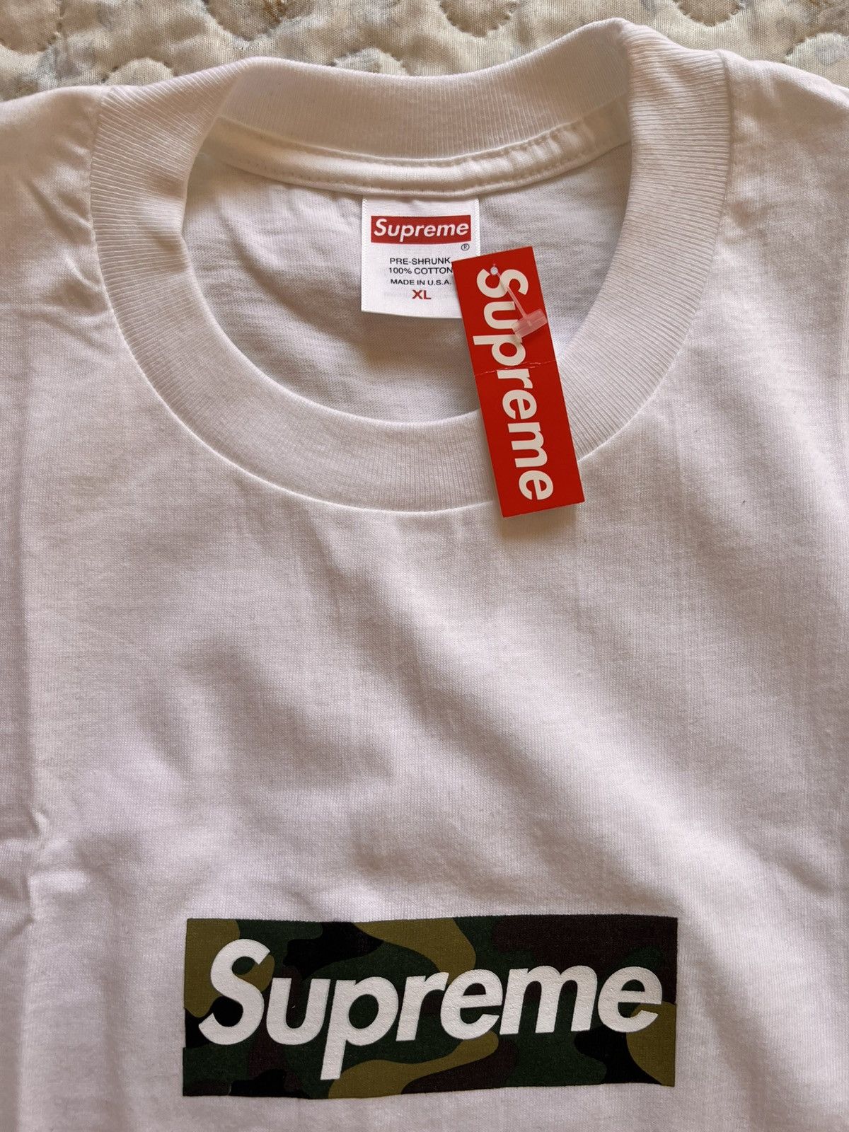 Supreme XL Supreme box logo tee camo T-shirt fw23 white short Size US XL / EU 56 / 4 - 10 Thumbnail
