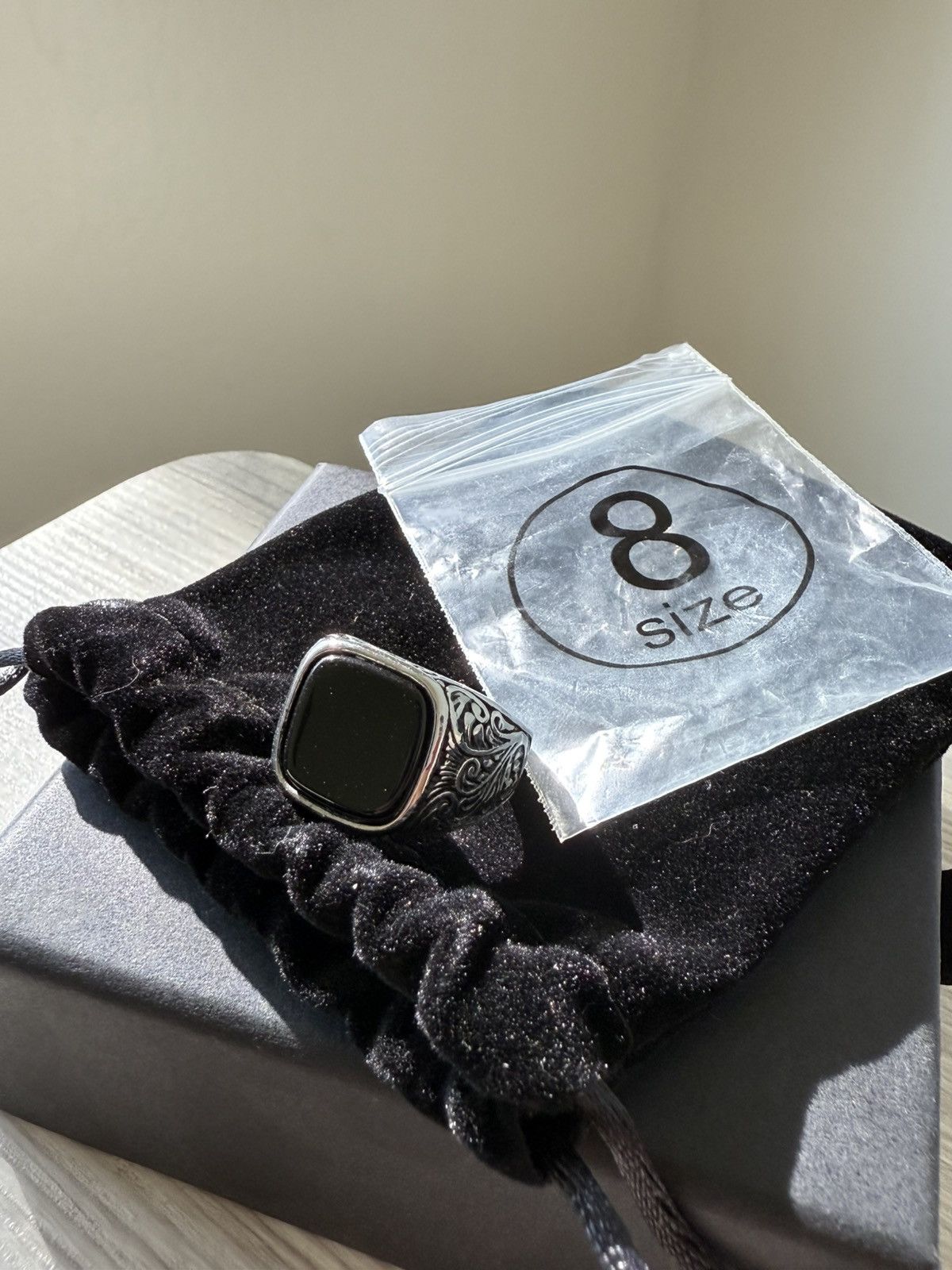 Jewelry Stainless steel ring w/ black gemstone by Chrome Cult Size ONE SIZE - 7 Thumbnail