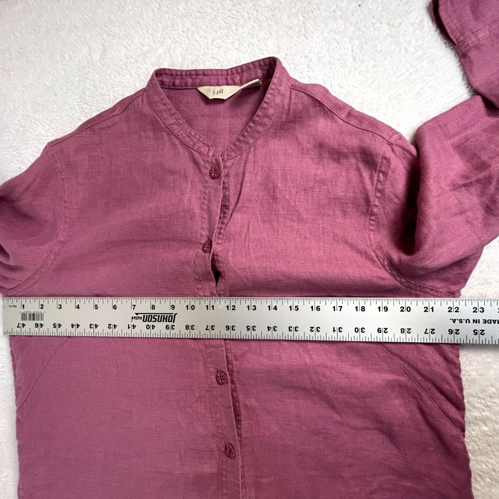 J. Jill J. Jill Womens Purple Linen Button-Up Tunic Top Medium Casual Long Sleeve Size M / US 6-8 / IT 42-44 - 6 Thumbnail
