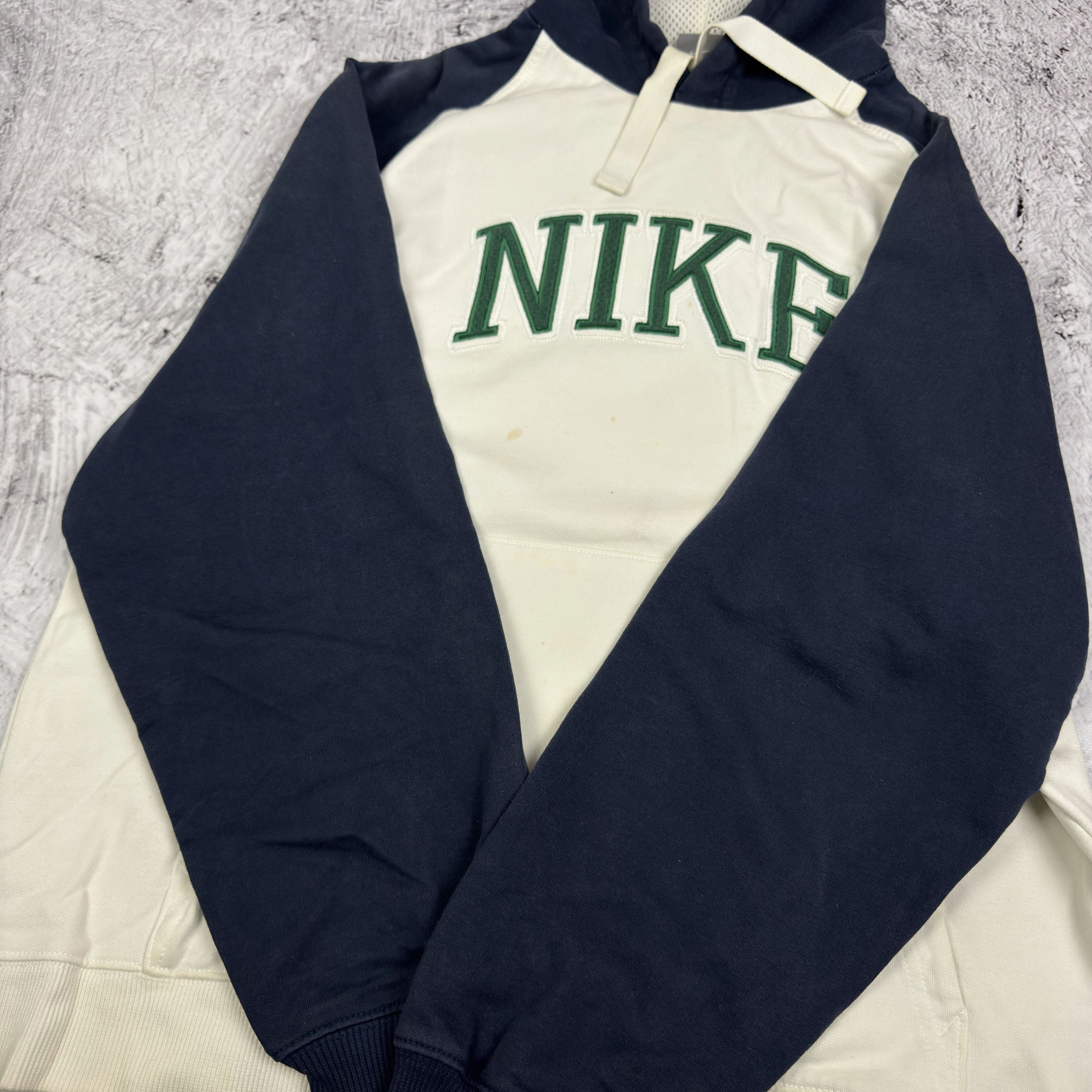 Nike Nike Athletic Men's White Blue Spellout Pullover Hoodie M Size US M / EU 48-50 / 2 - 5 Thumbnail