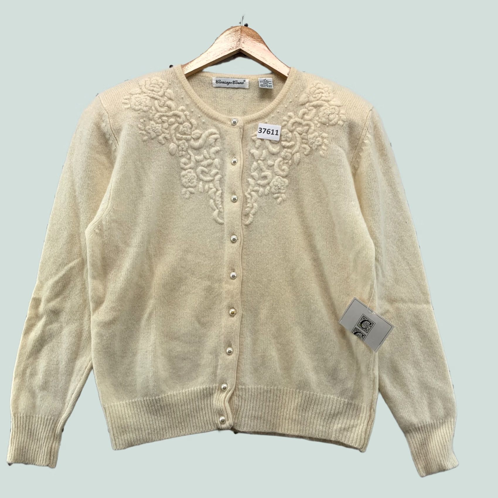 Vintage VINTAGE Carriage Court Wool Angkor Button Cardigan Women Small Ivory Embroider Size S / US 4 / IT 40 - 1 Thumbnail