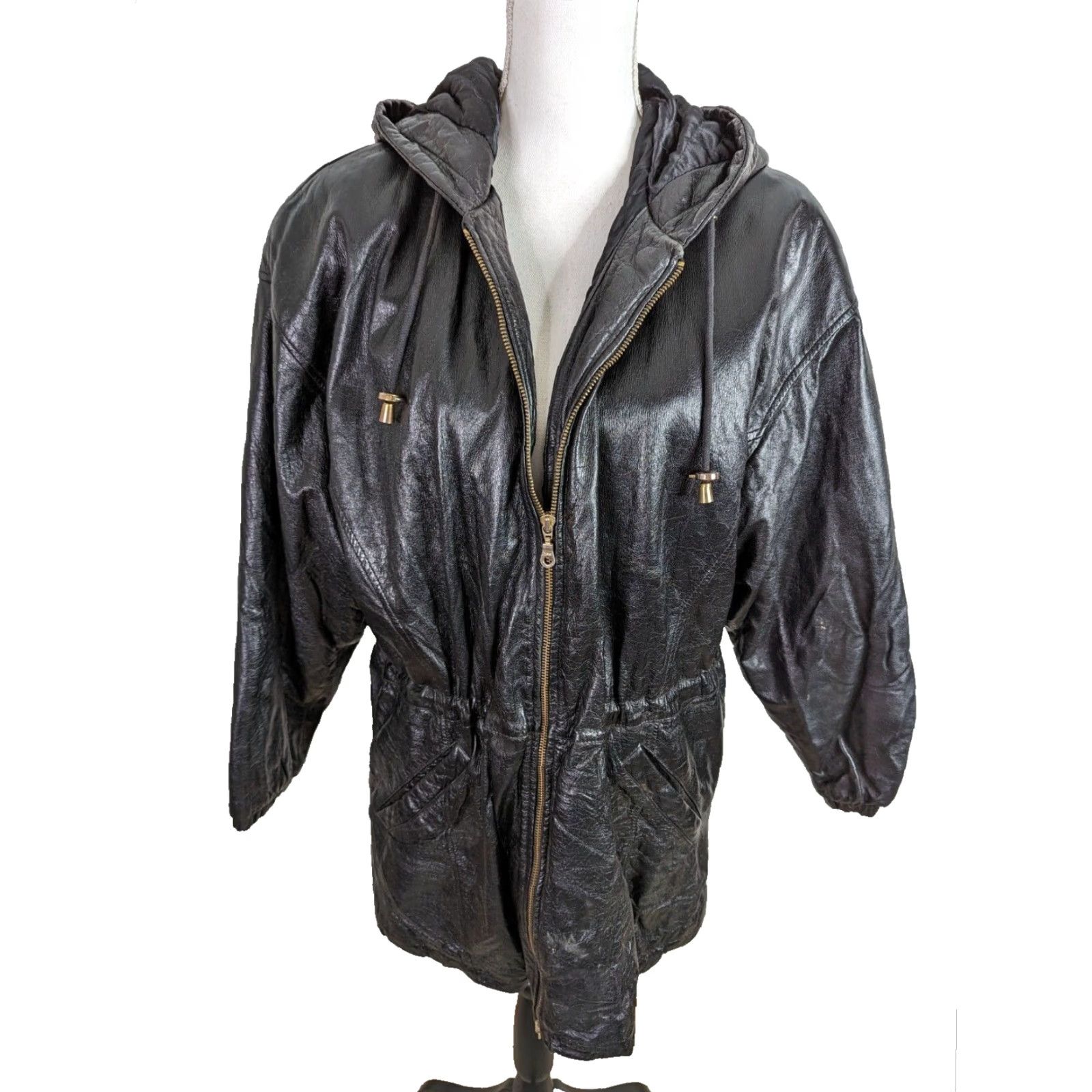 Vintage VINTAGE Wilsons Leather Jacket Hooded Relaxed Oversized Parka Women's M Black Size M / US 6-8 / IT 42-44 - 2 Thumbnail