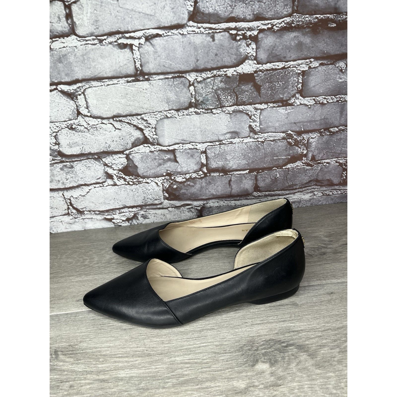 Cole Haan Cole Haan D’Orsay Black Leather Pointed Toe Slip On Flats Wo Size US 8 / IT 38 - 18 Thumbnail