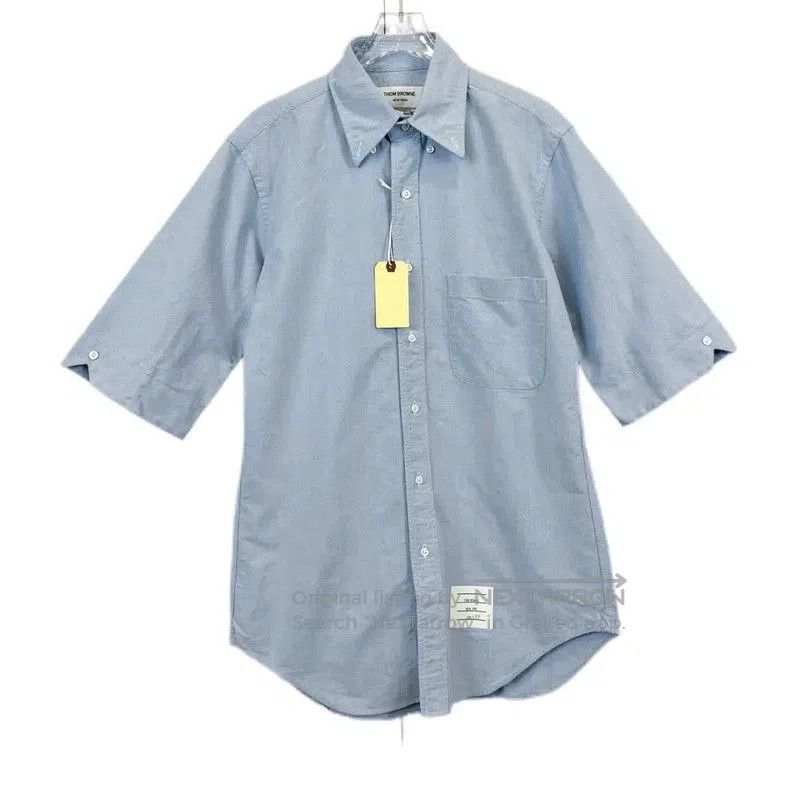 Thom Browne Thom Browne Blue Cotton Short Sleeve Shirt . Size M / US 6-8 / IT 42-44 - 1 Thumbnail