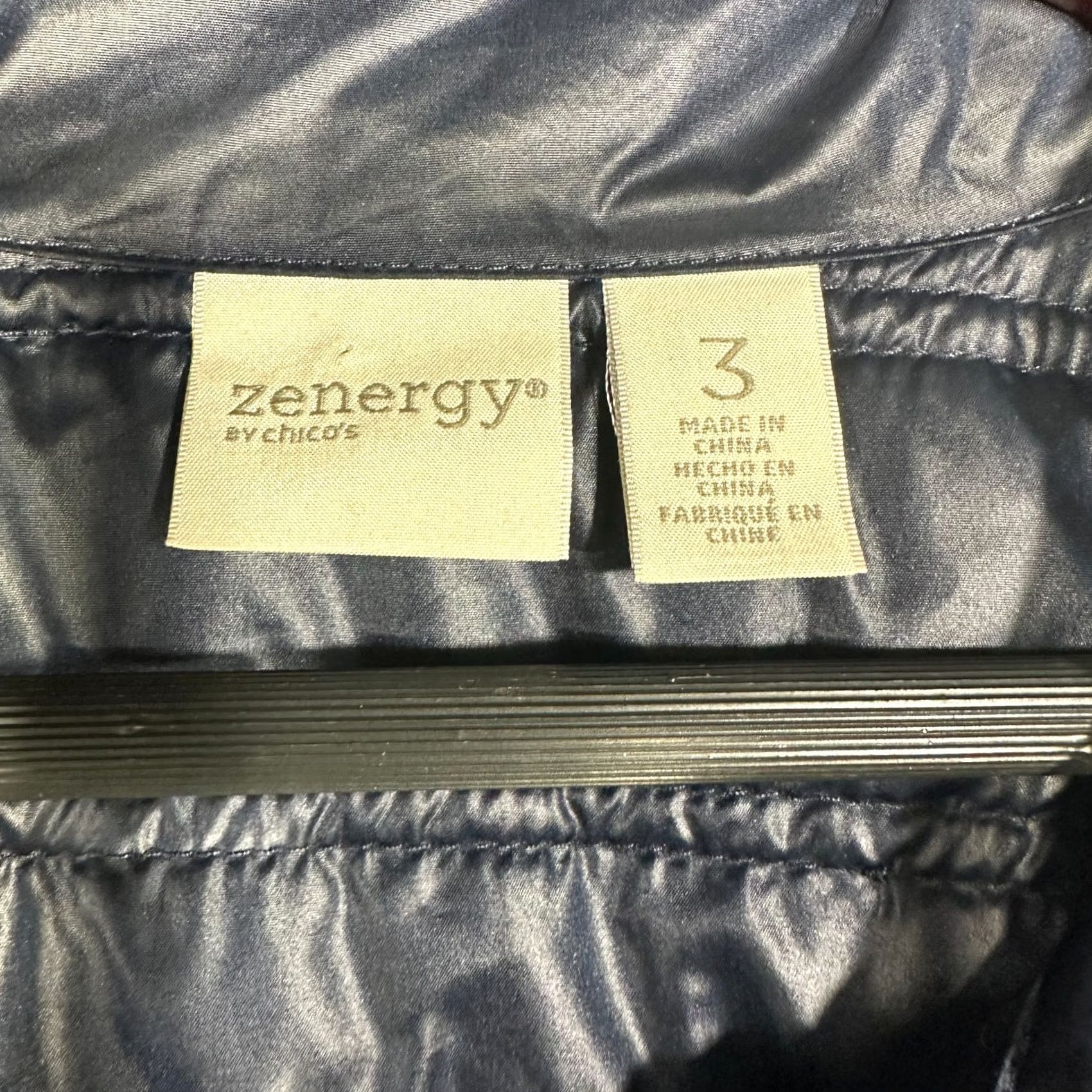 Vintage Chicos Zenergy Jacket Womens XL Blue Knit Front Puffer Back Pockets Snap Up Casual Solid Geometric Front Knit Back Pockets Size XL / US 12-14 / IT 48-50 - 5 Thumbnail