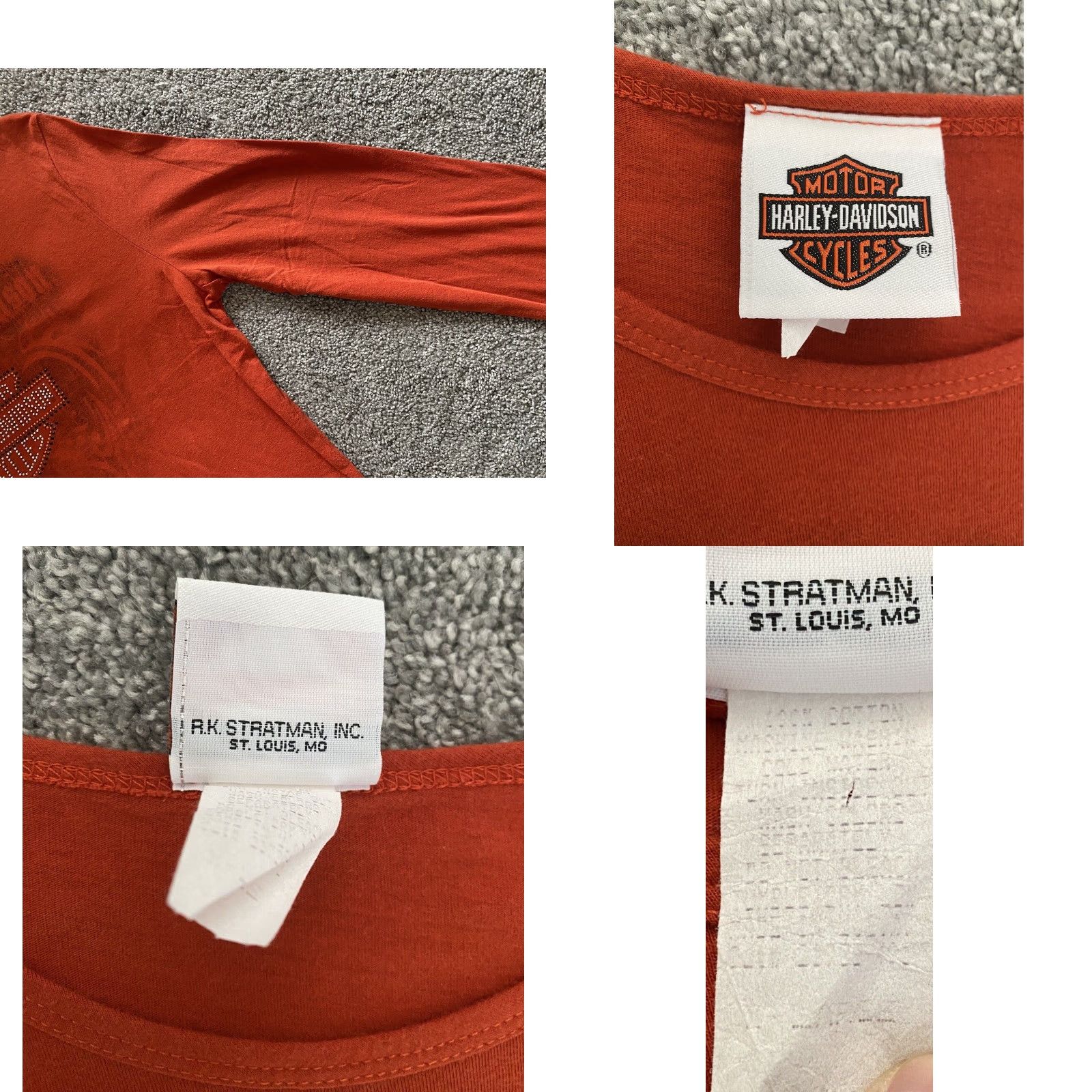 Harley Davidson Harley-Davidson Shirt Women’s Long Sleeve Orange Bedazzled XL Rhinestone RK Stratman Motorcycle Biker Classic Pullover X-Large Size XL / US 12-14 / IT 48-50 - 9 Thumbnail