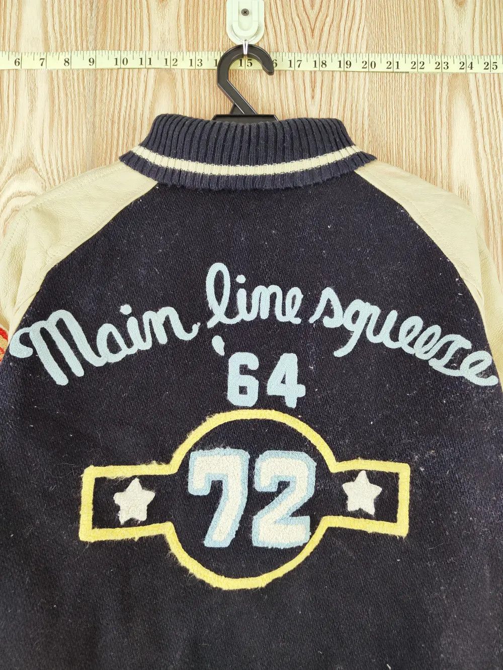 Japanese Brand DLL Sbec Navy vintage Leather Varsity Jackets #W069 Size S / US 4 / IT 40 - 2 Thumbnail