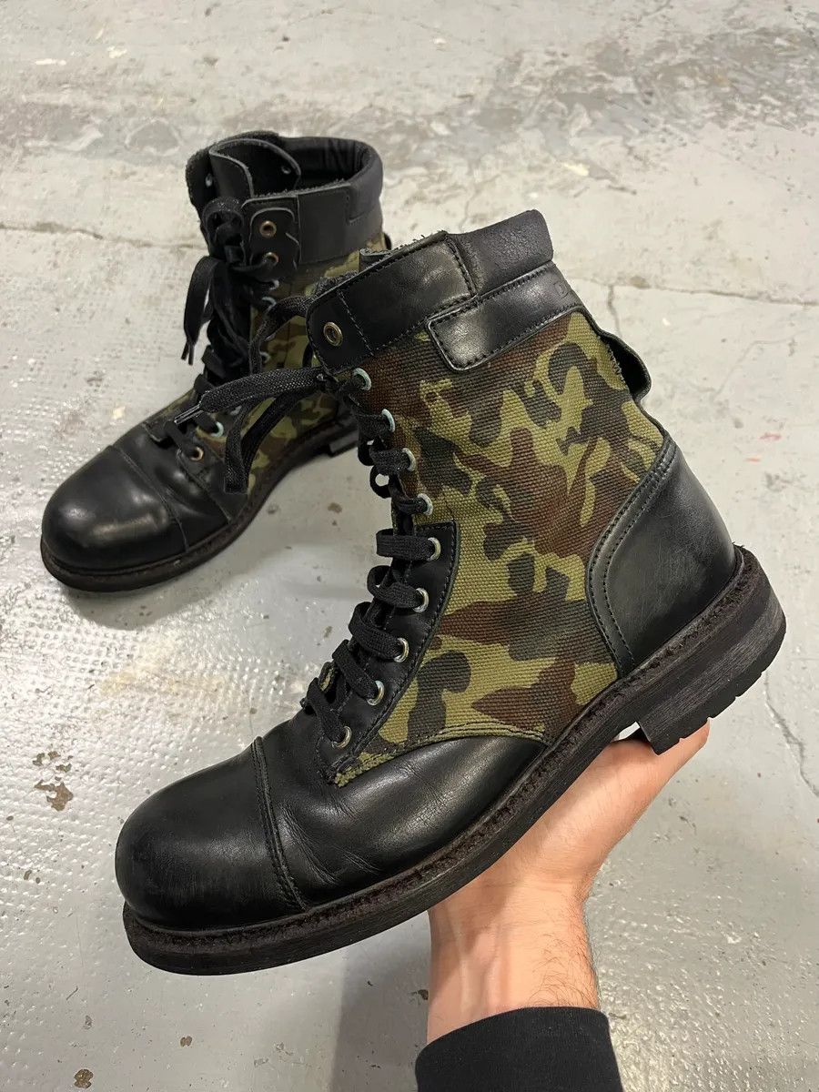 Diesel Diesel Black Leather & Camo Combat Boots Size US 9 / EU 42 - 1 Thumbnail