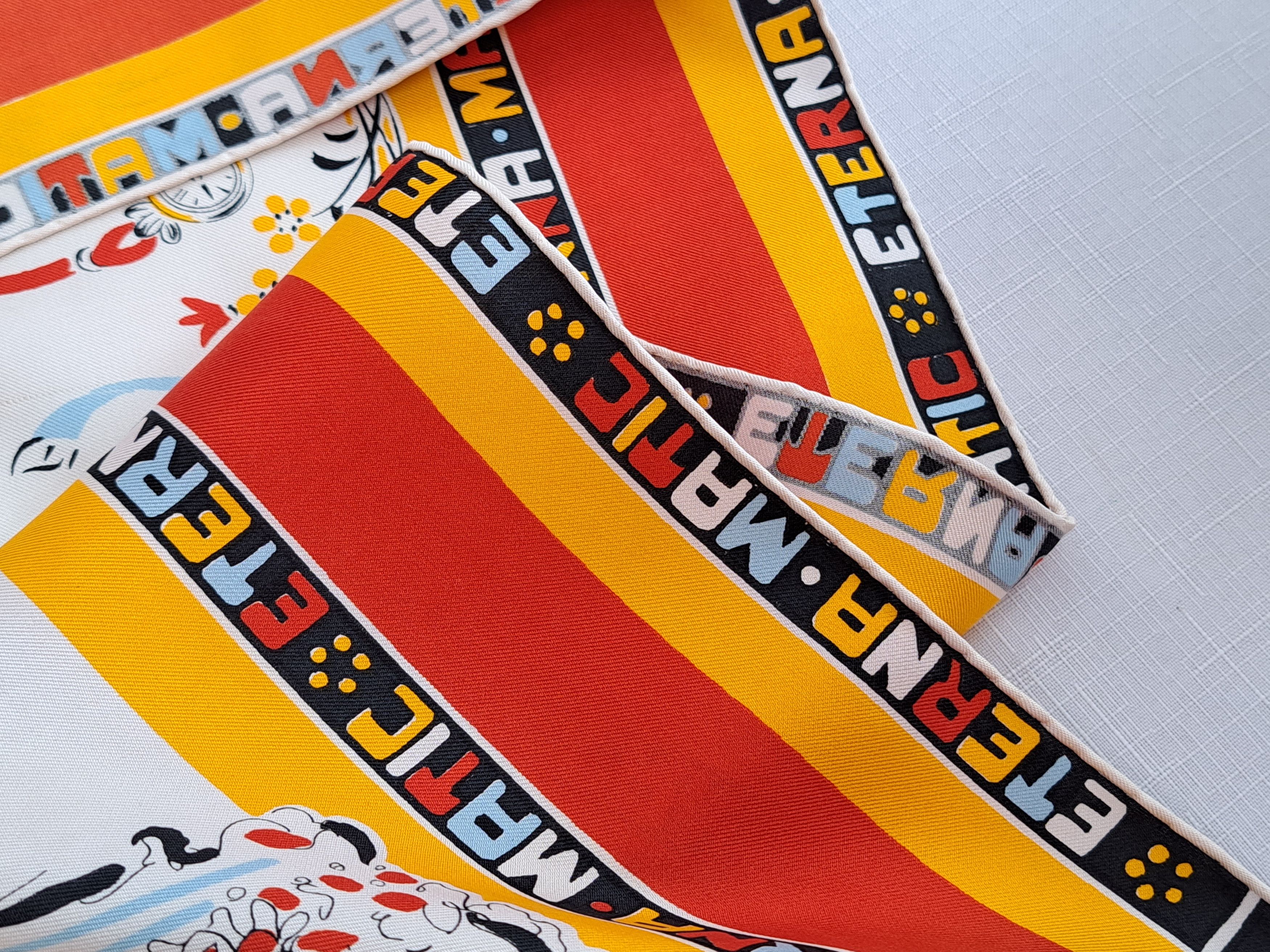 Designer × Vintage ETERNA MATIC vintage clock pattern silk scarf. Size ONE SIZE - 10 Thumbnail