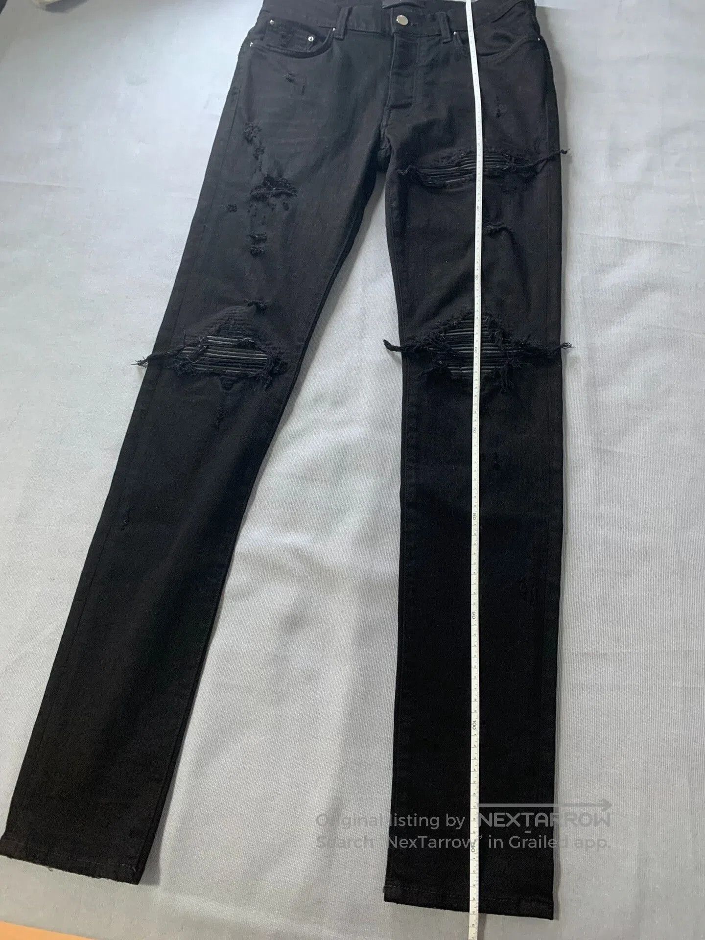 Amiri AMIRI Leather Patchwork Distressed Jeans. Size US 33 - 8 Thumbnail