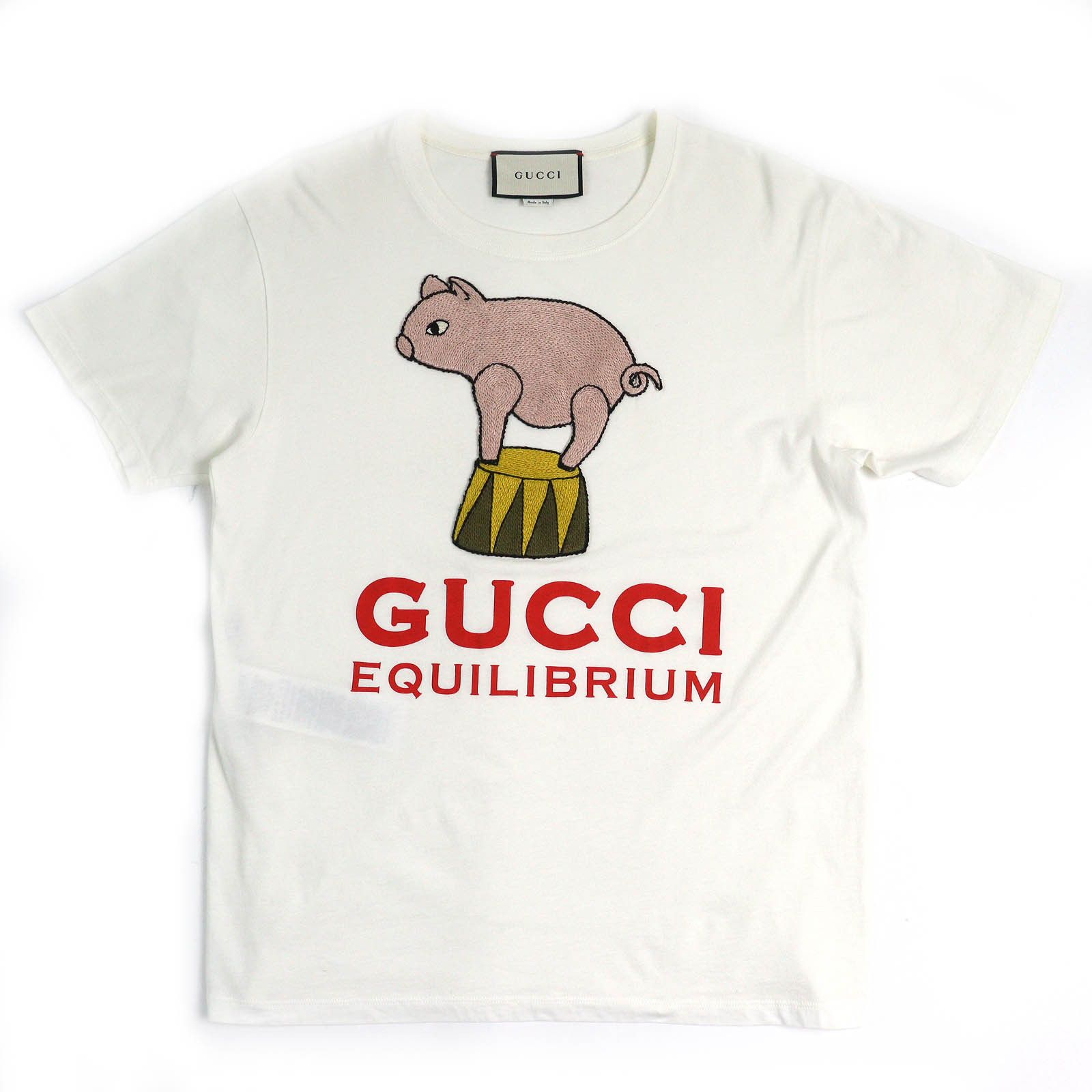 Gucci Gucci Gucci EQUILIBRIUM Pig Embroidery Cotton T-shirt Cotton T-Shirts 615044 DUTY FREE for USA Size ONE SIZE - 1 Thumbnail