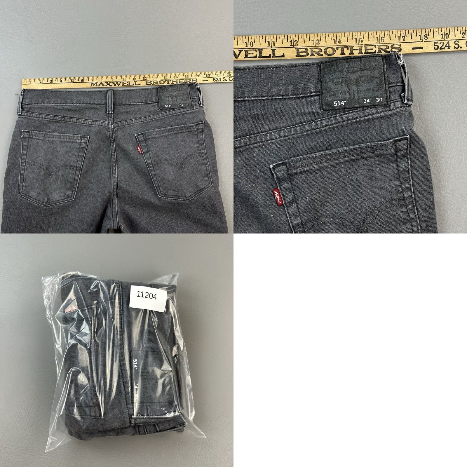 Levi's Levi's 514 Jeans Mens 34x29 Gray Denim Straight Fit Stretch Zip Fly Casual Jeans Size US 34 / EU 50 - 9 Thumbnail