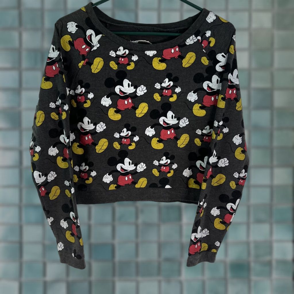 Disney Disney Sweatshirt Womens Mickey Mouse Long Sleeves Pullover Crop Gray SZ M Size M / US 6-8 / IT 42-44 - 1 Thumbnail