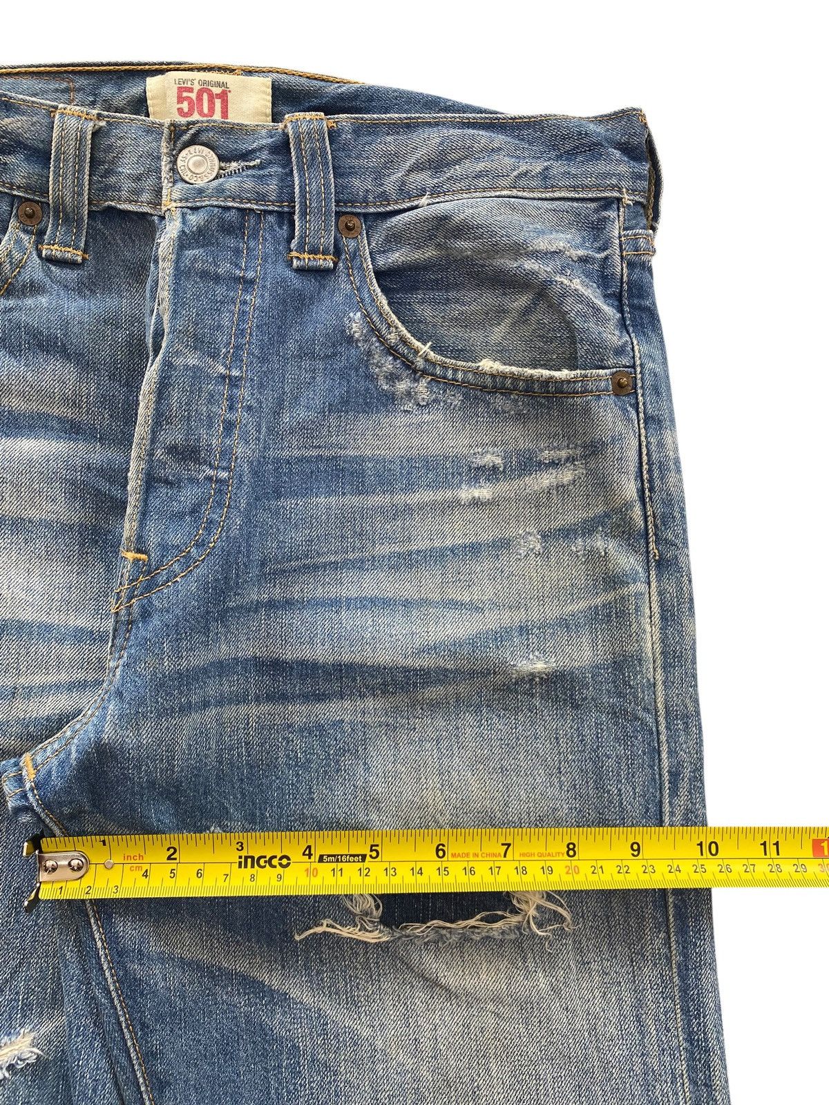Levi's Levi’s 501 Distressed Whiskered Style Straight Leg Jeans Size US 29 - 7 Thumbnail