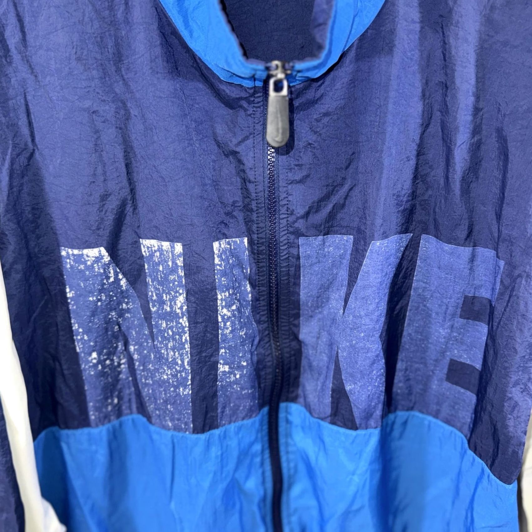 Nike VINTAGE Nike Windbreaker Jacket Mens Large Blue White Full Zip 90s Swoosh Logo Size US L / EU 52-54 / 3 - 3 Thumbnail