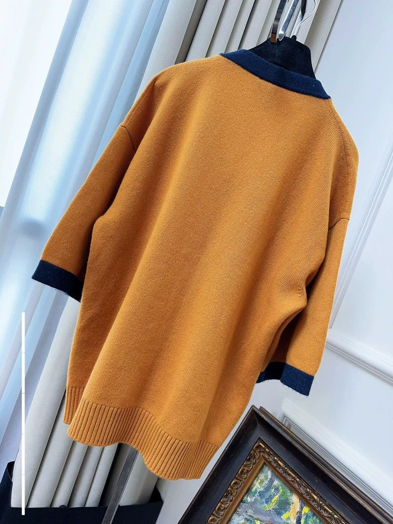 Chanel Chanel 14B ginger and dark blue v-neck knitted sweater Size XS / US 0-2 / IT 36-38 - 2 Thumbnail