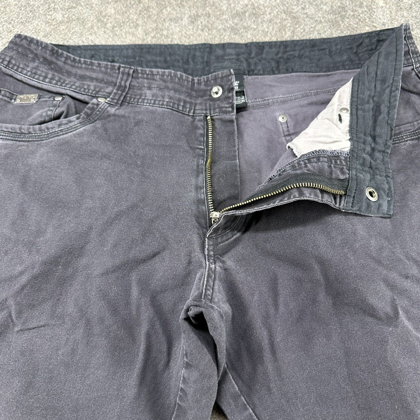 Vintage Kuhl Pants Mens 38x30 Black Carpenter Straight Leg Canvas Vintage Patina Dye Jeans? Size US 38 / EU 54 - 2 Thumbnail