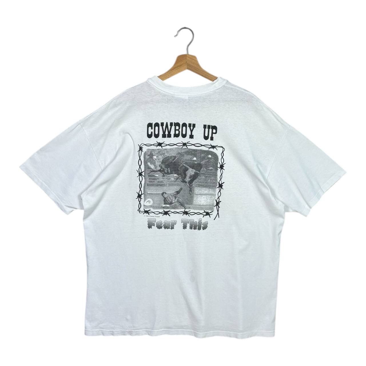 Vintage Vtg 1994 Cowboy Up Fear This Bull Shirt XXL Hanes Oversized Size US XXL / EU 58 / 5 - 1 Thumbnail